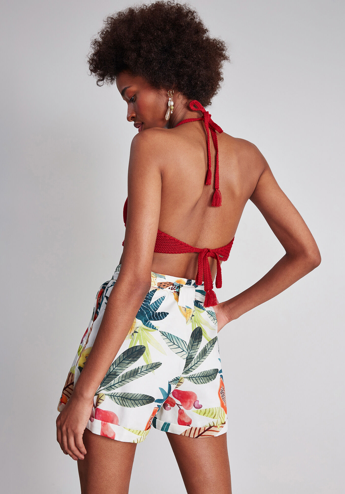 Shorts Cintura M&eacute;dia Cinto Estampa, , large.