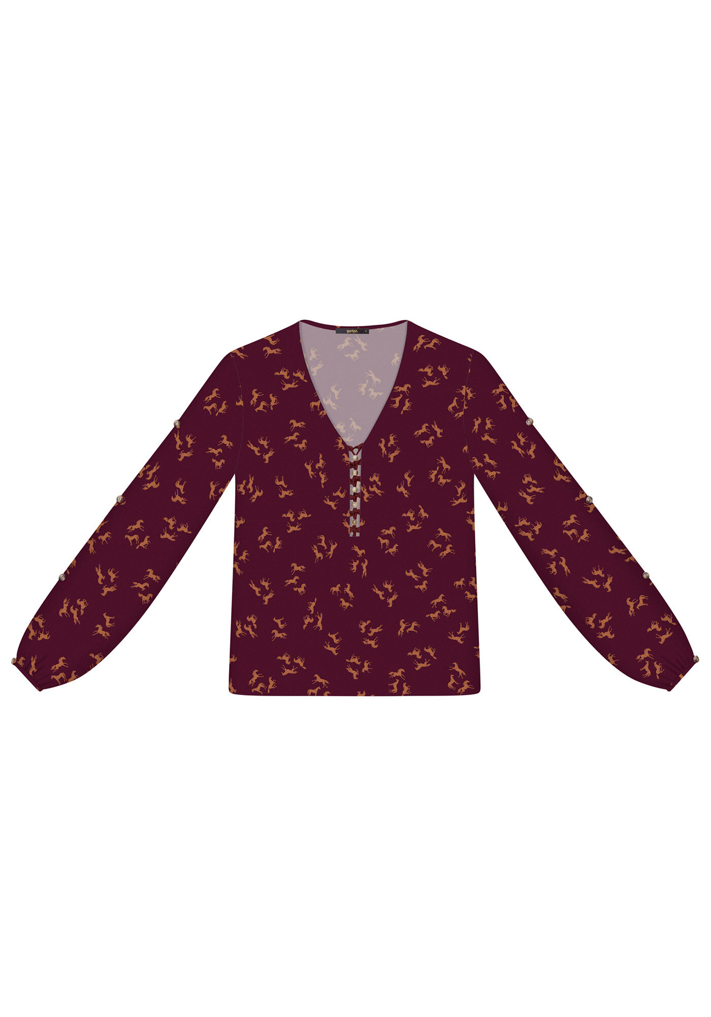 Blusa Manga Longa Recorte Tecido, , large.