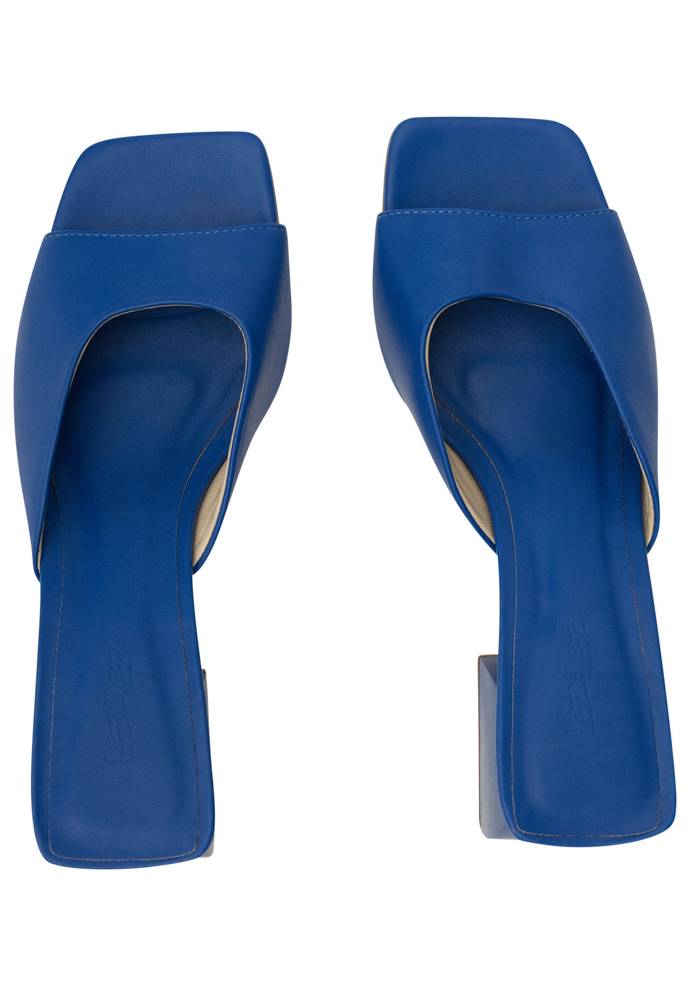 Sand&aacute;lia Mule Assim&eacute;trica com Salto Bloco, AZUL PRUNA, large.