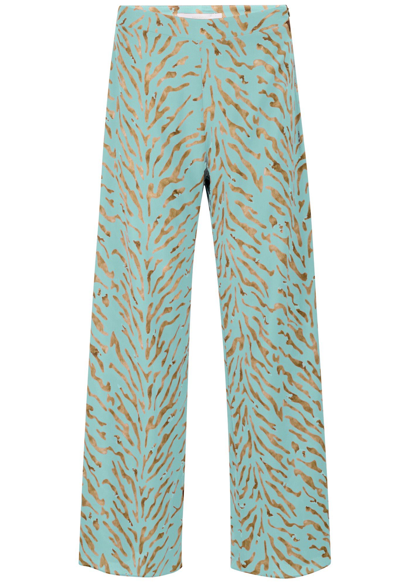 Cal&ccedil;a Pantalona Cintura Alta em Chiffon Estampada, , large.