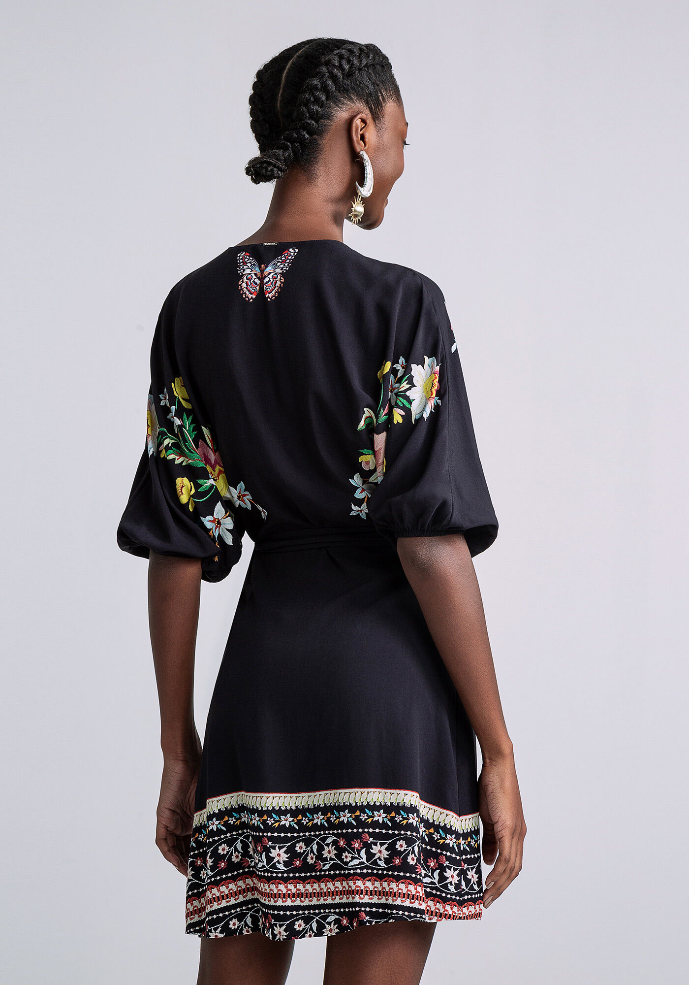 Vestido Curto Transpassado Estampa, NOSTALGIA, large.