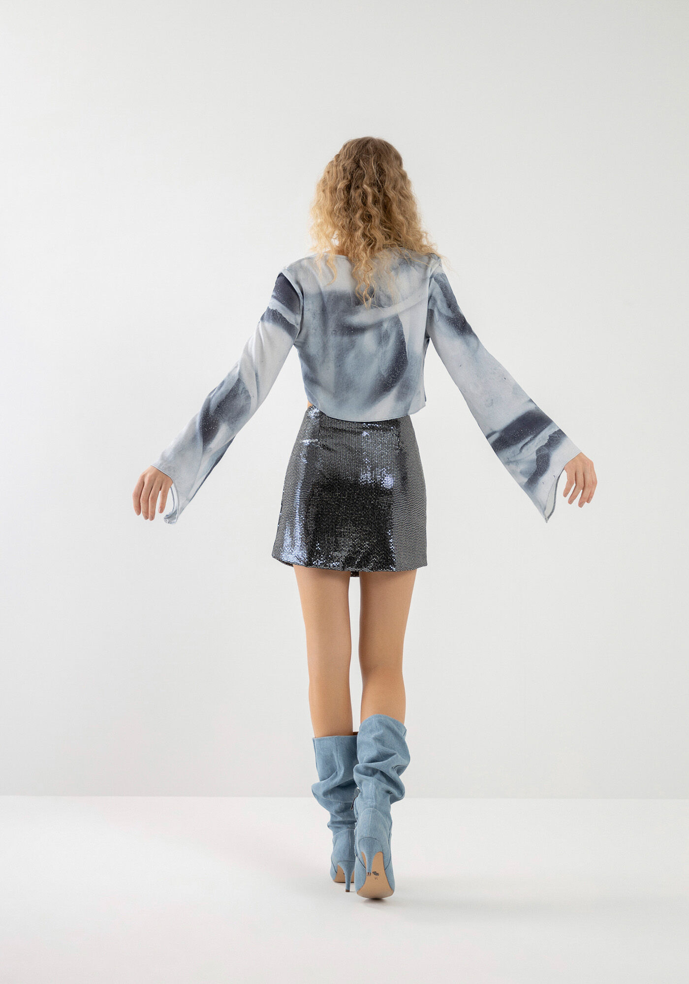 Saia Curta em Paet&ecirc; Glam com Cintura Alta, , large.