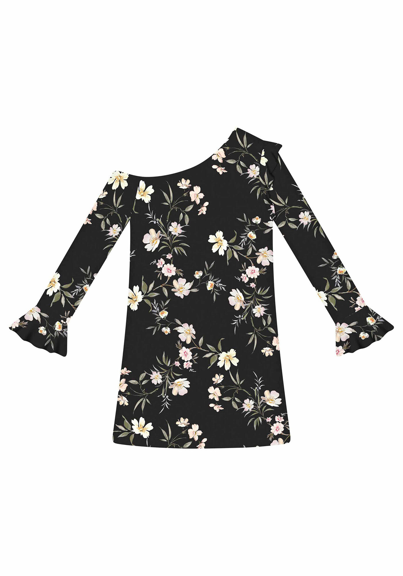 Vestido Manga Longa Ombro S&oacute; Tecido, , large.