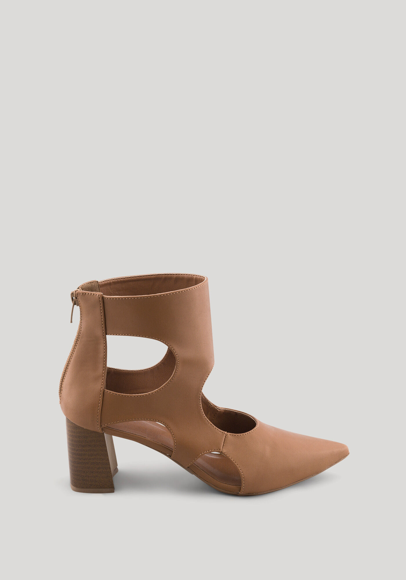 Sapato De Salto Bloco Com Bico Fino E Recortes, , large.