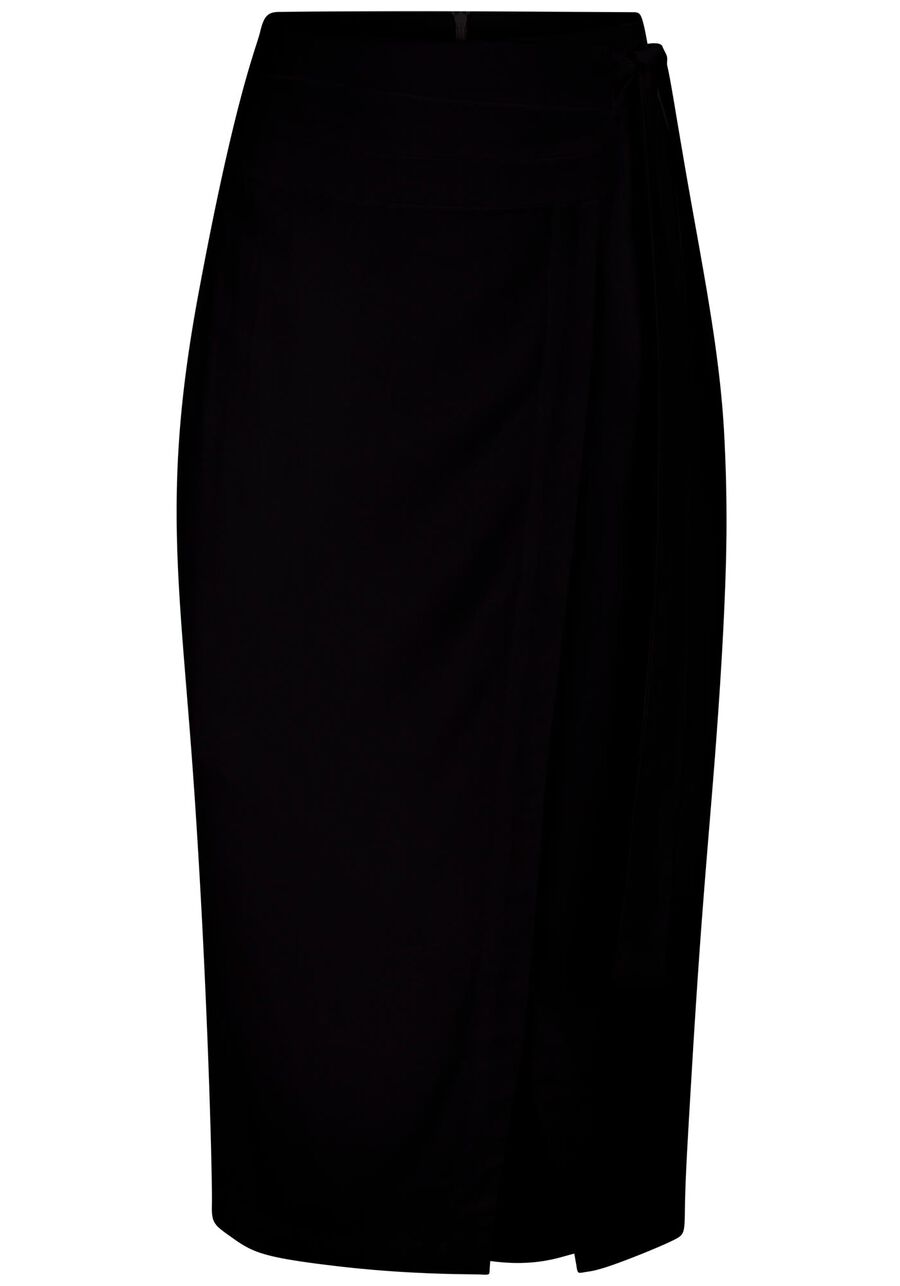 Saia Midi Transpassada Cintura Alta com Bolso, . Saia Midi Transpassada Cintura Alta com Bolso, , large.