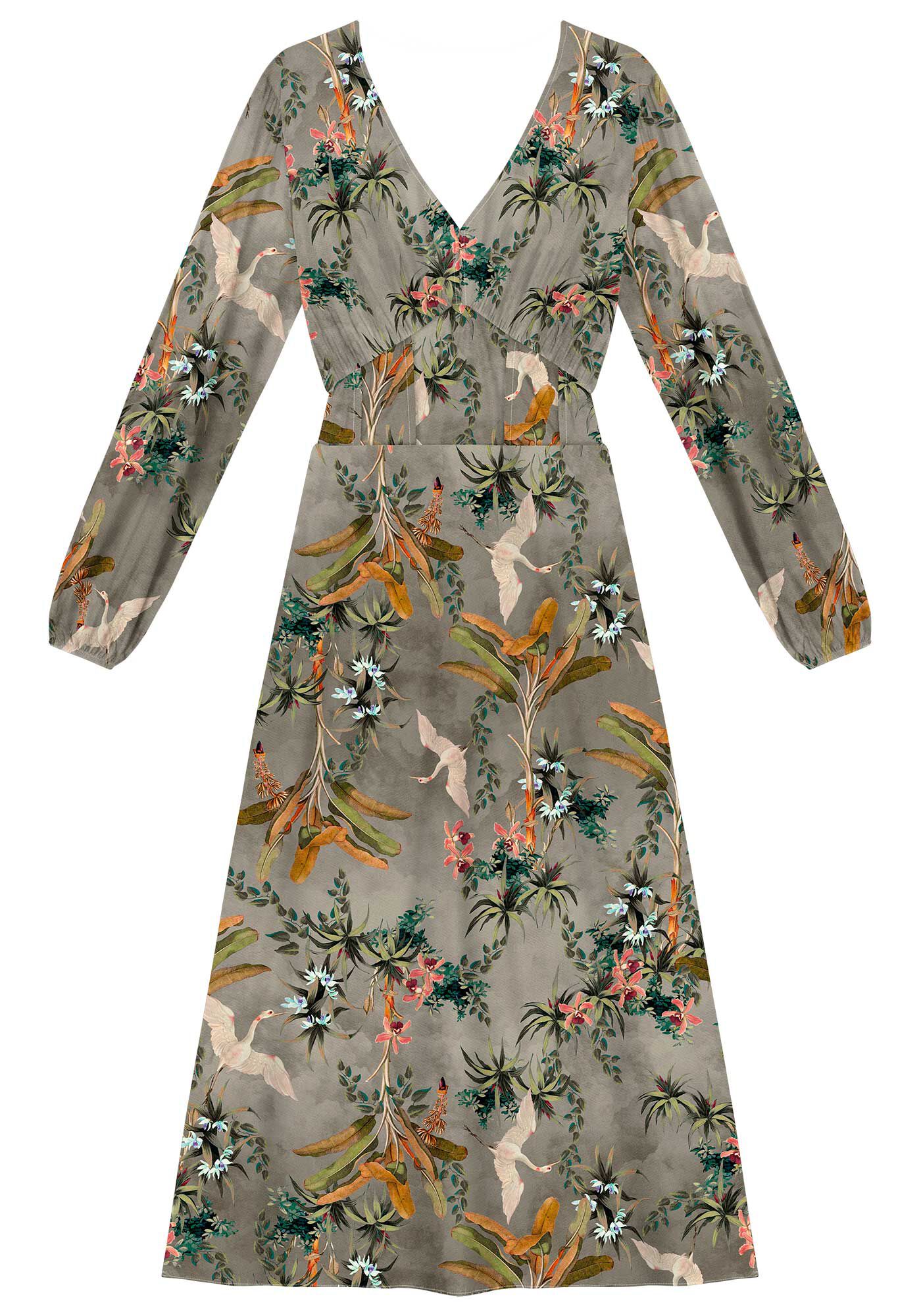 Vestido Estampado em Viscose com Manga Longa, , large.