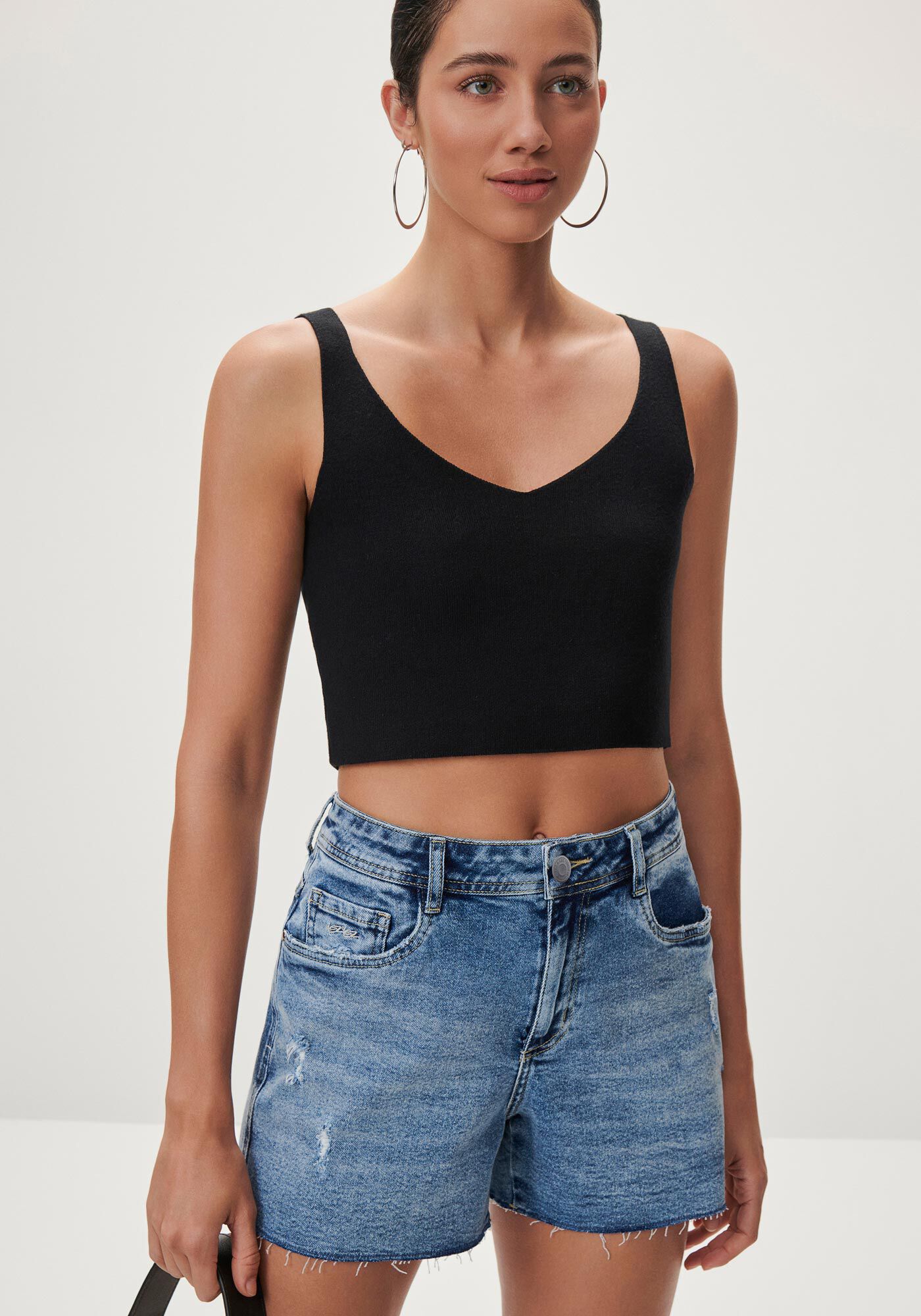 Shorts Jeans Boyfriend com Bordado Bolsos, , large.