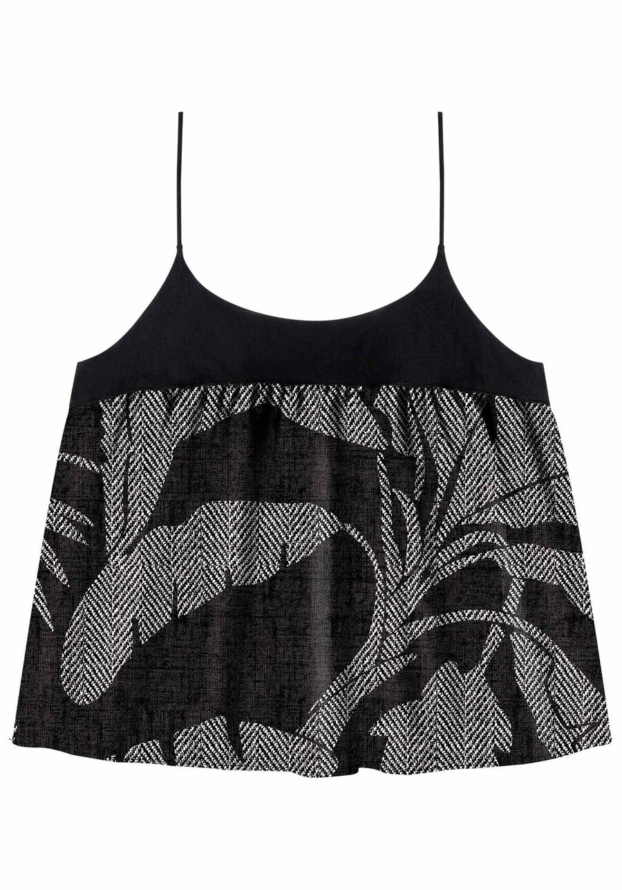 Blusa Ampla Estampada em Viscose com Franzido, . Blusa Ampla Estampada em Viscose com Franzido, , large.