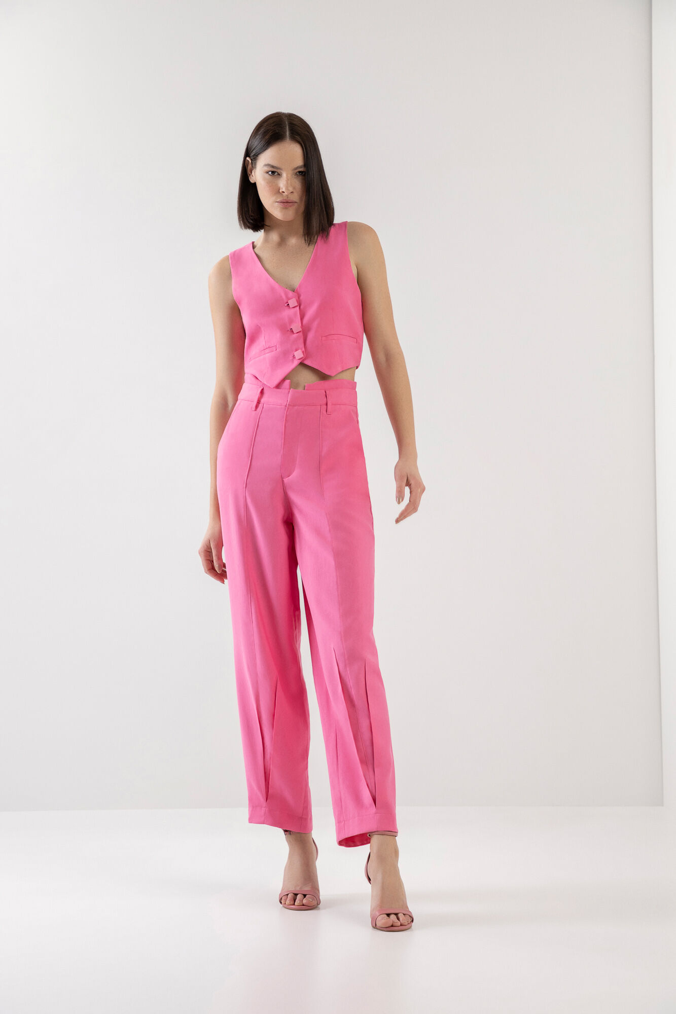 Cal&ccedil;a Slouchy Cintura Alta com Prega Barra, , large.