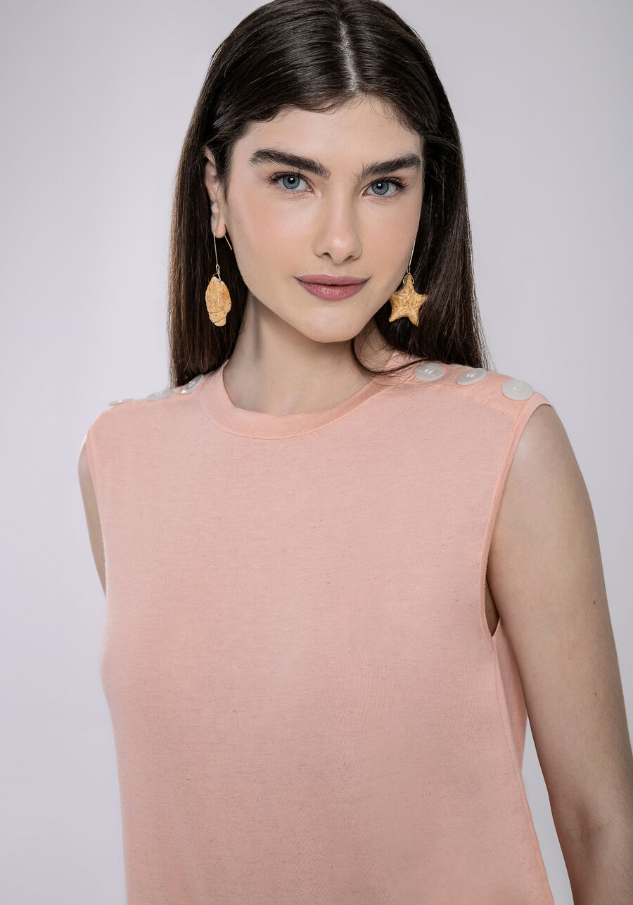 Regata em Malha com Botões Ombros, . Regata em Malha com Botões Ombros, , large.