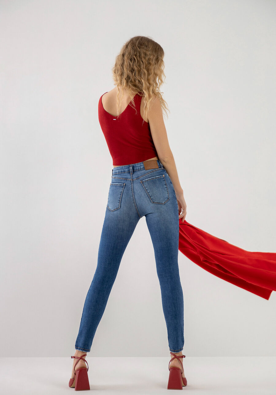 Calça Jeans Skinny Cropped Super Alta, JEANS. Calça Jeans Skinny Cropped Super Alta, JEANS, large.