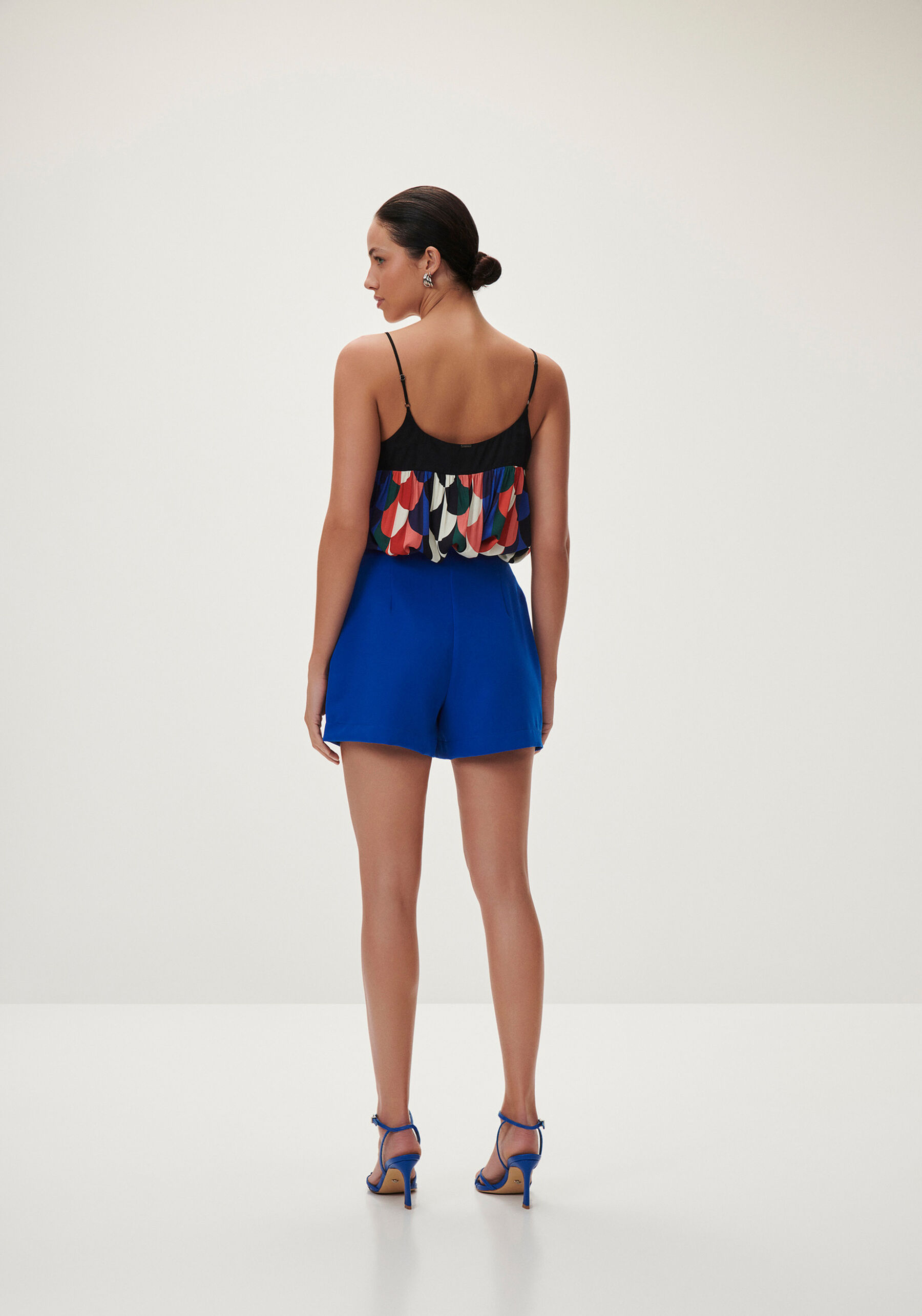 Blusa Ampla Estampada em Viscose com Franzido, . Blusa Ampla Estampada em Viscose com Franzido, , large.
