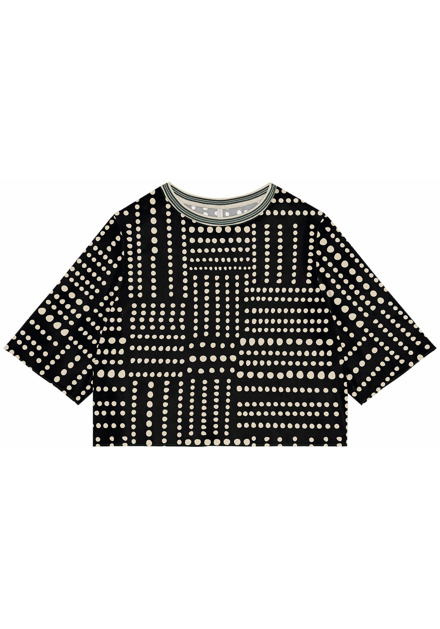 Blusa Ampla em Viscose Estampada com Retil&iacute;nea, , large.