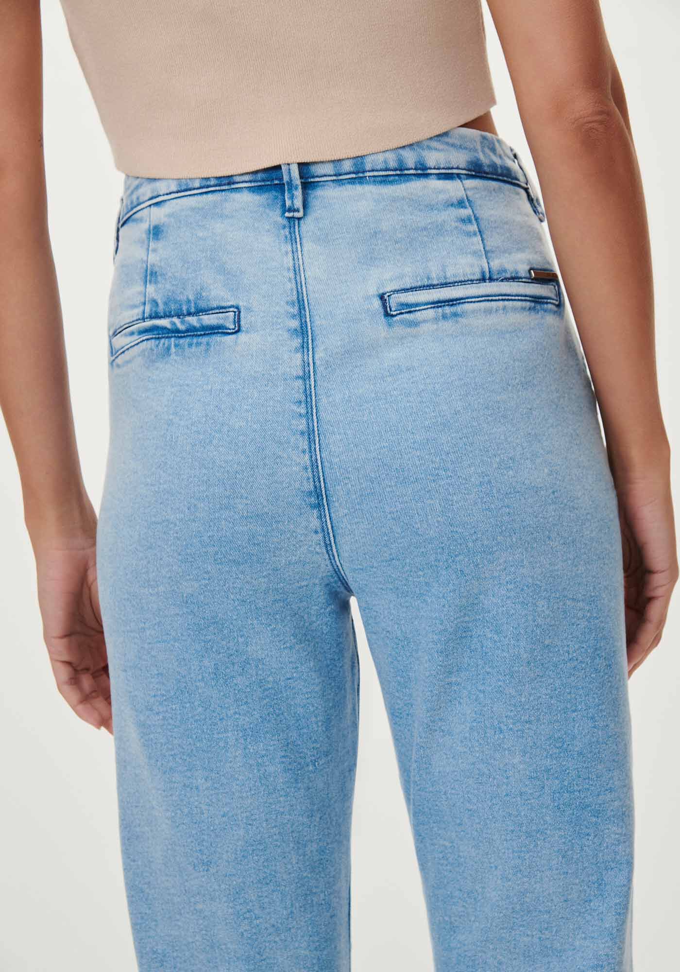 Cal&ccedil;a Jeans Slim Cintura Alta Cropped Alfaiataria, JEANS, large.