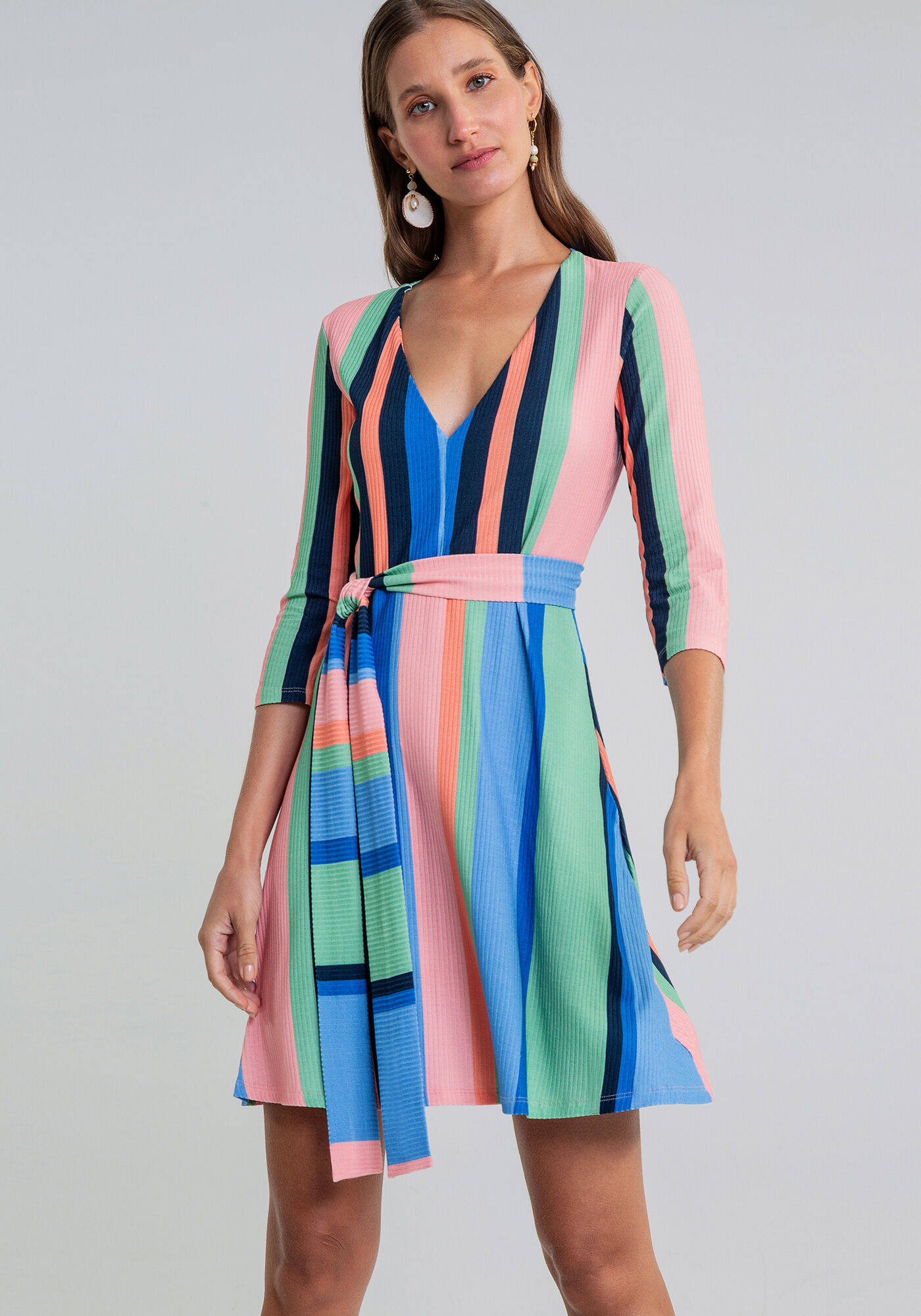 Vestido Manga 3/4 Evas&ecirc; Cinto, , large.