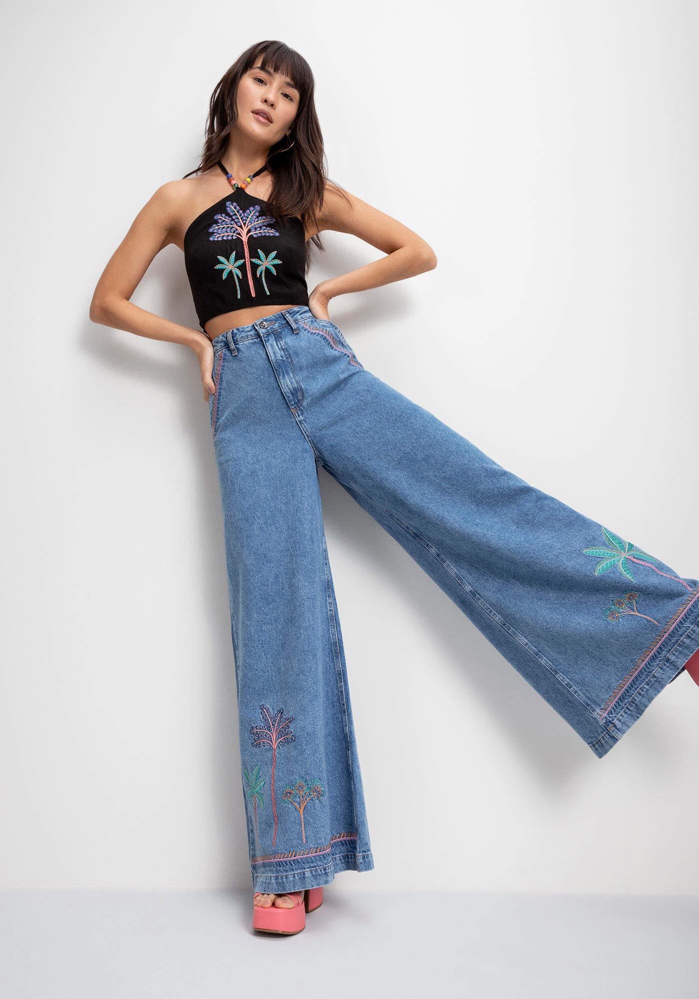 Calças shop pantalonas jeans