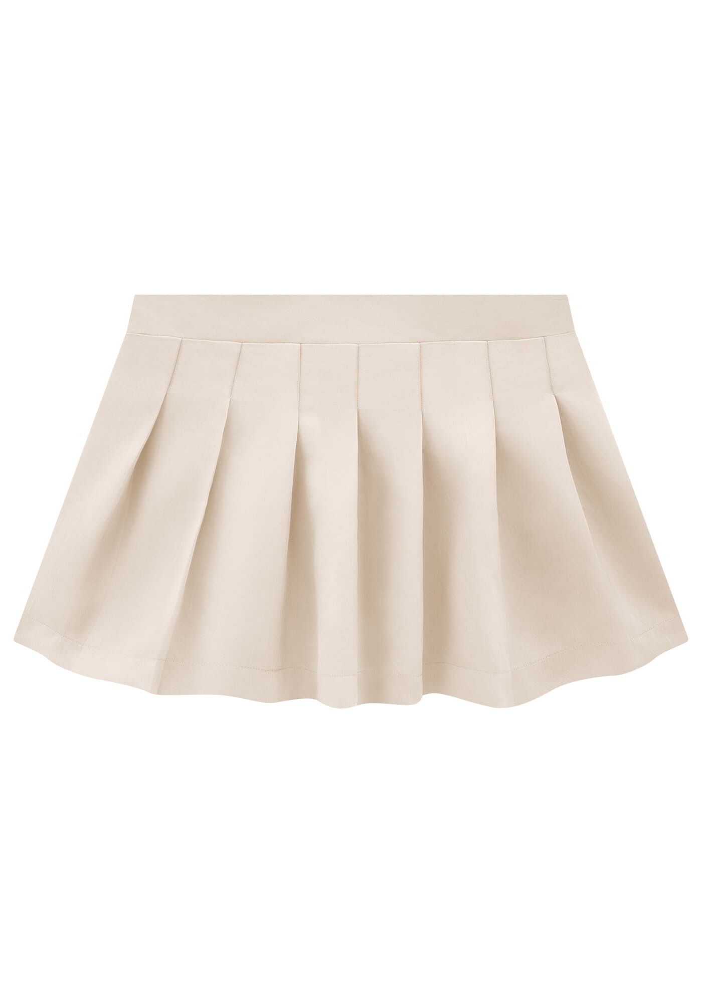 Saia Curta com Cintura Baixa e Pregas, , large.