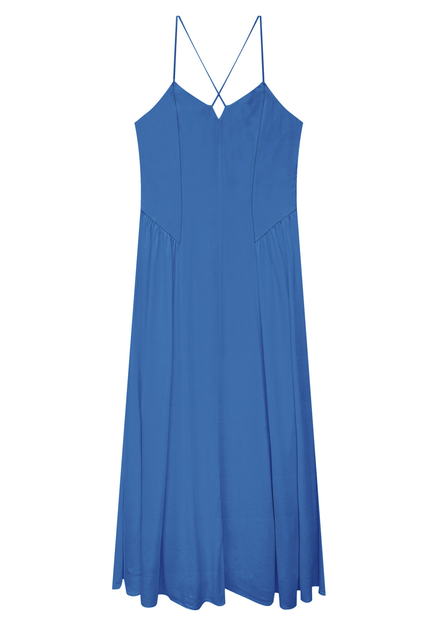 Vestido com Al&ccedil;as Midi em Crepe Detalhe Tiras, , large.