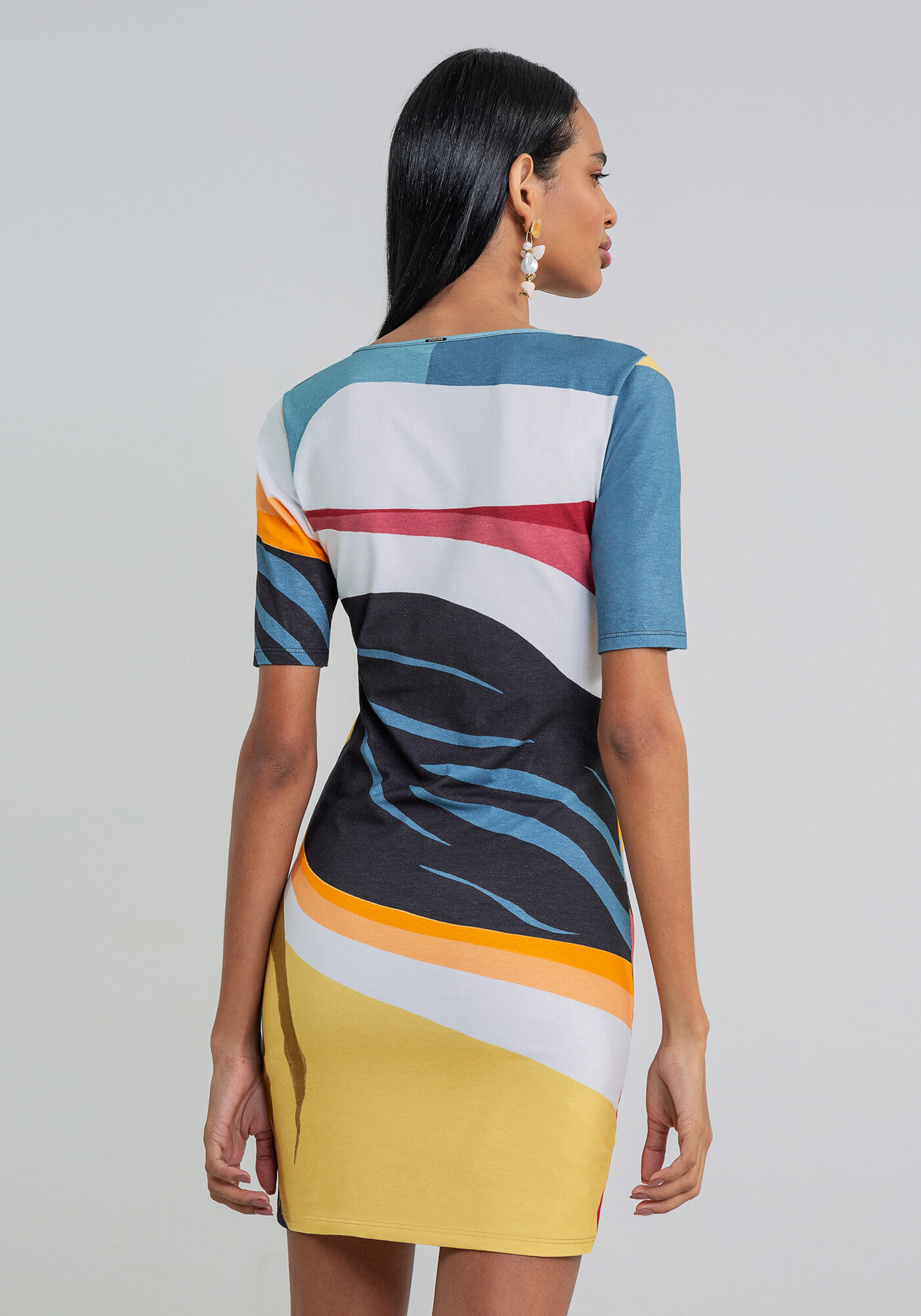 Vestido Curto Justo Estampa, , large.