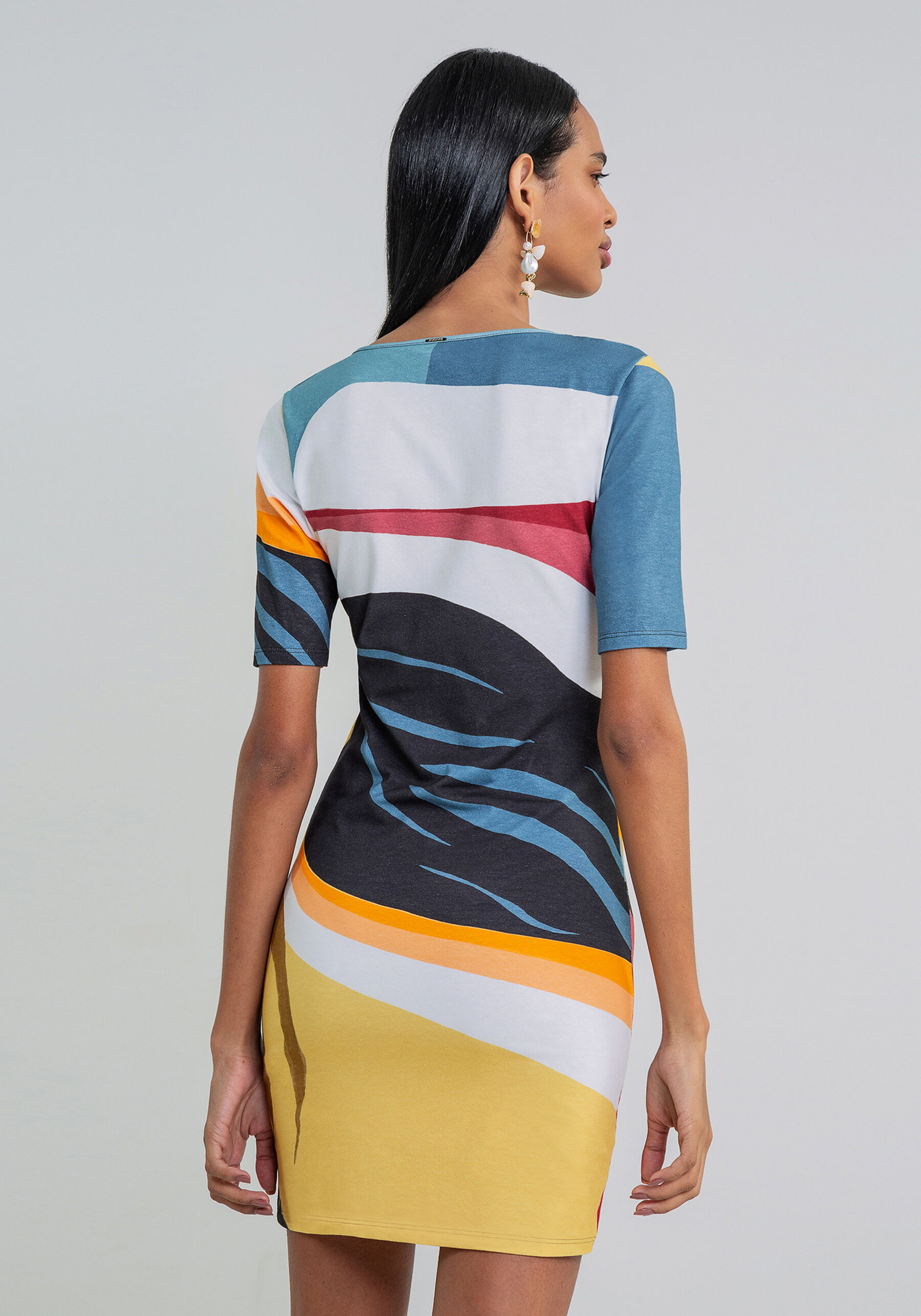 Vestido Curto Justo Estampa, . Vestido Curto Justo Estampa, , large.