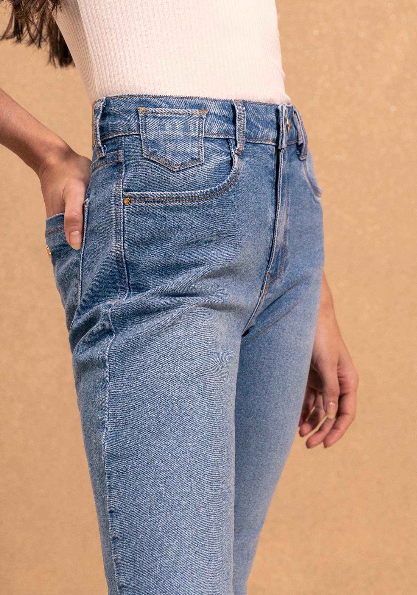 Cal&ccedil;a Jeans Boot Cut Com Elastano E Cintura Alta, JEANS, large.