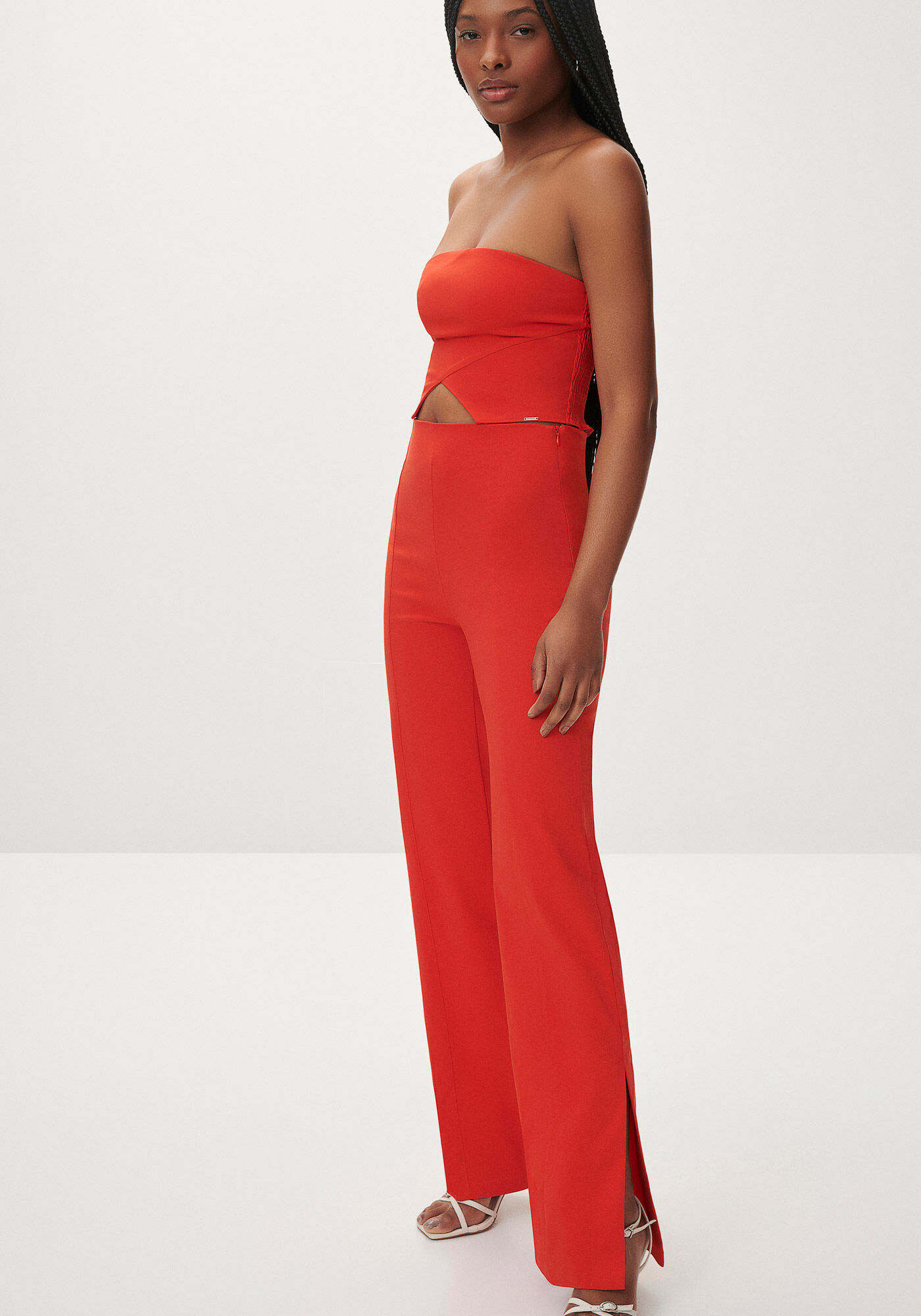 Cal&ccedil;a Slim Cintura M&eacute;dia com Abertura Lateral, , large.