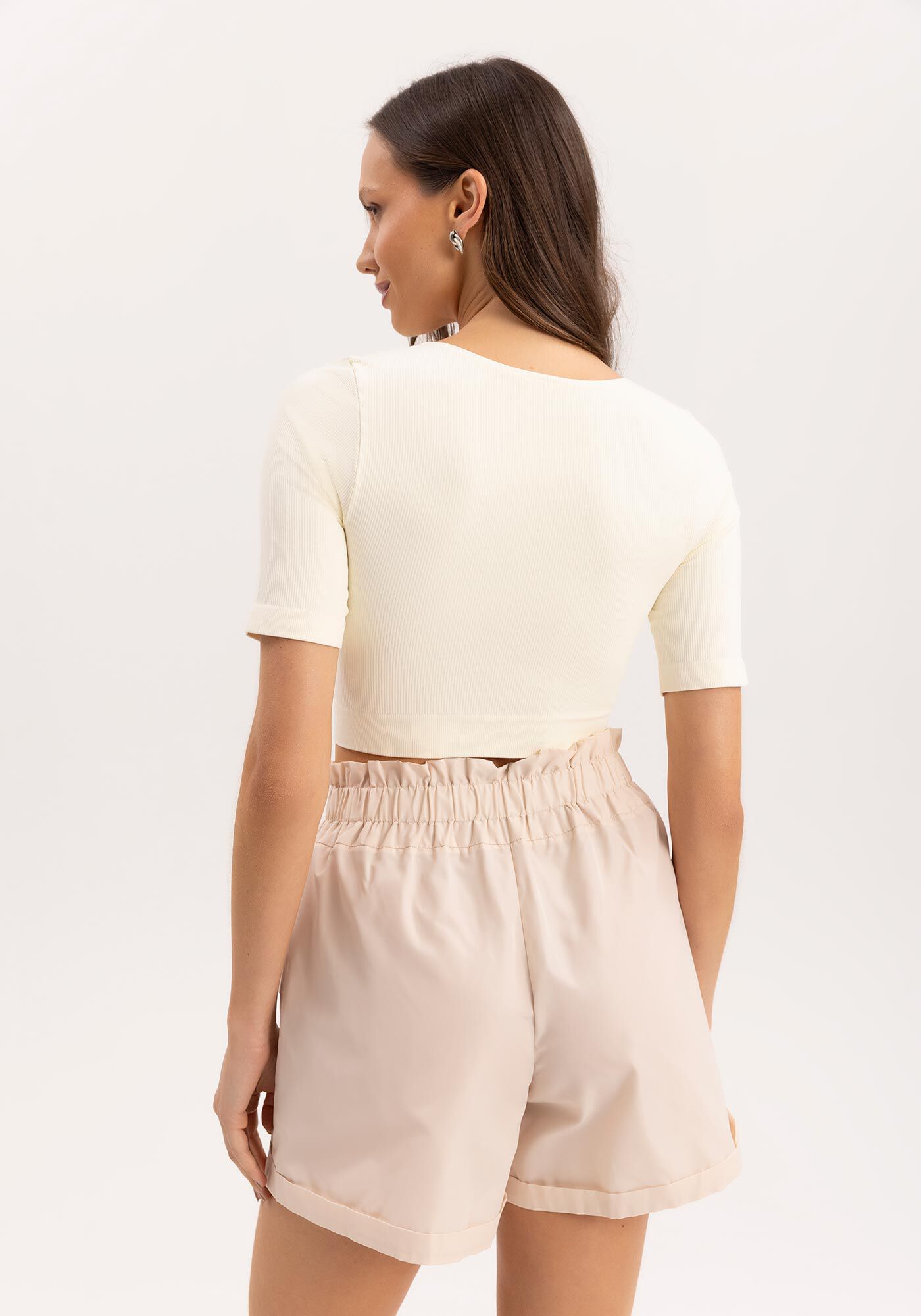 Blusa Manga Curta Seamless Cropped, BRANCO OFF WHITE, large.