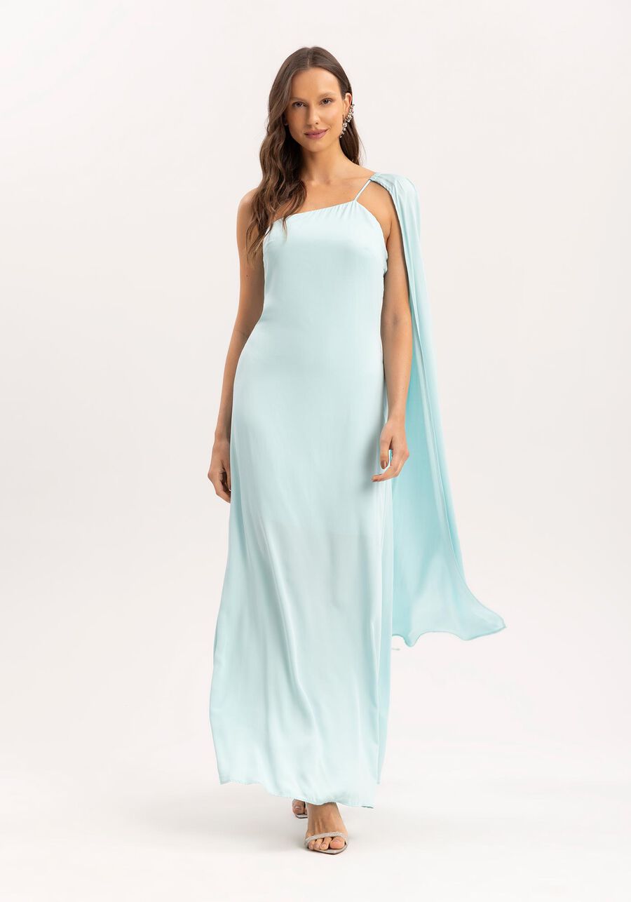 Vestido Longo Um Ombro Só com Máxi Manga Removível, . Vestido Longo Um Ombro Só com Máxi Manga Removível, , large.