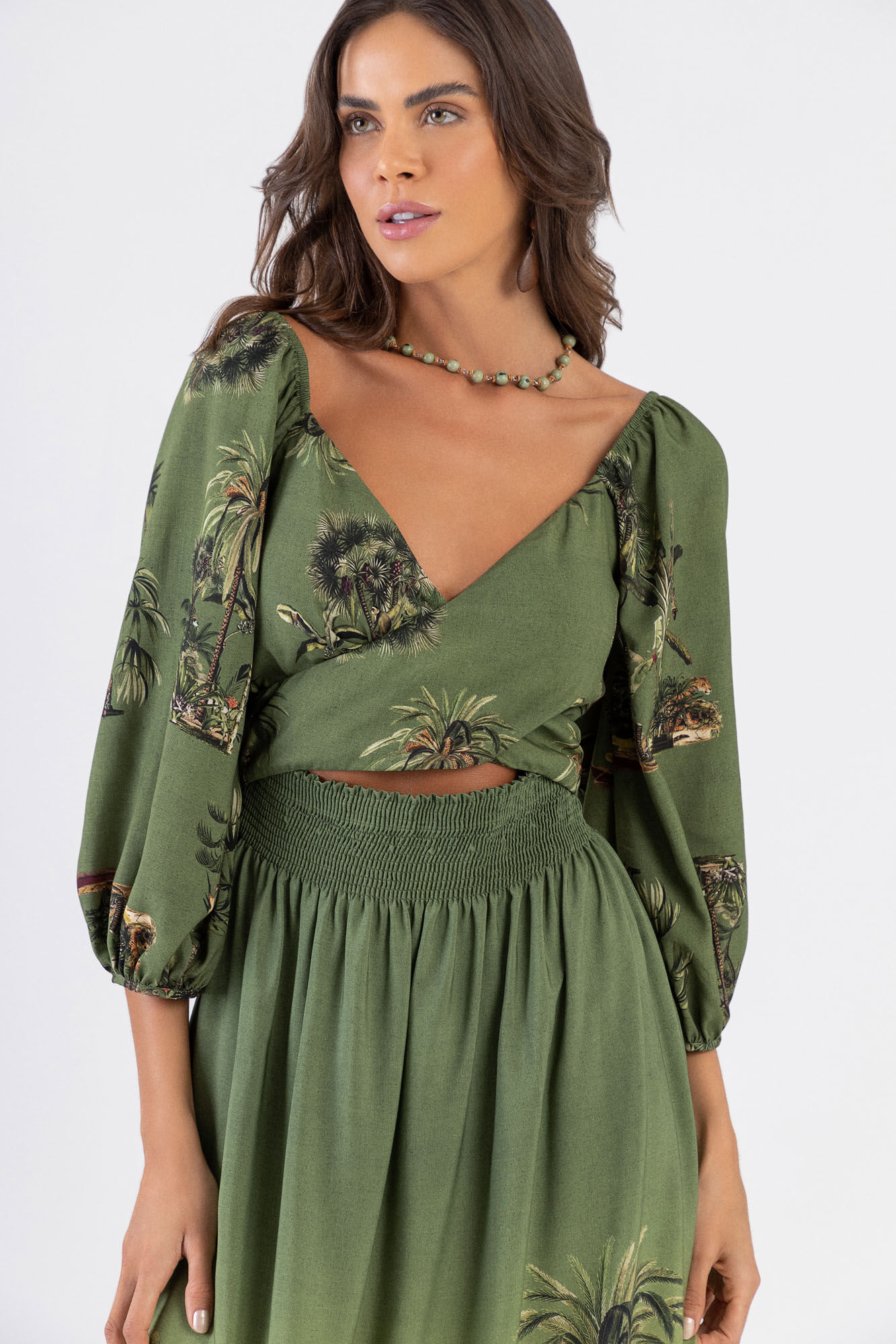 Vestido Manga 3/4 com Decote Transpassado, , large.