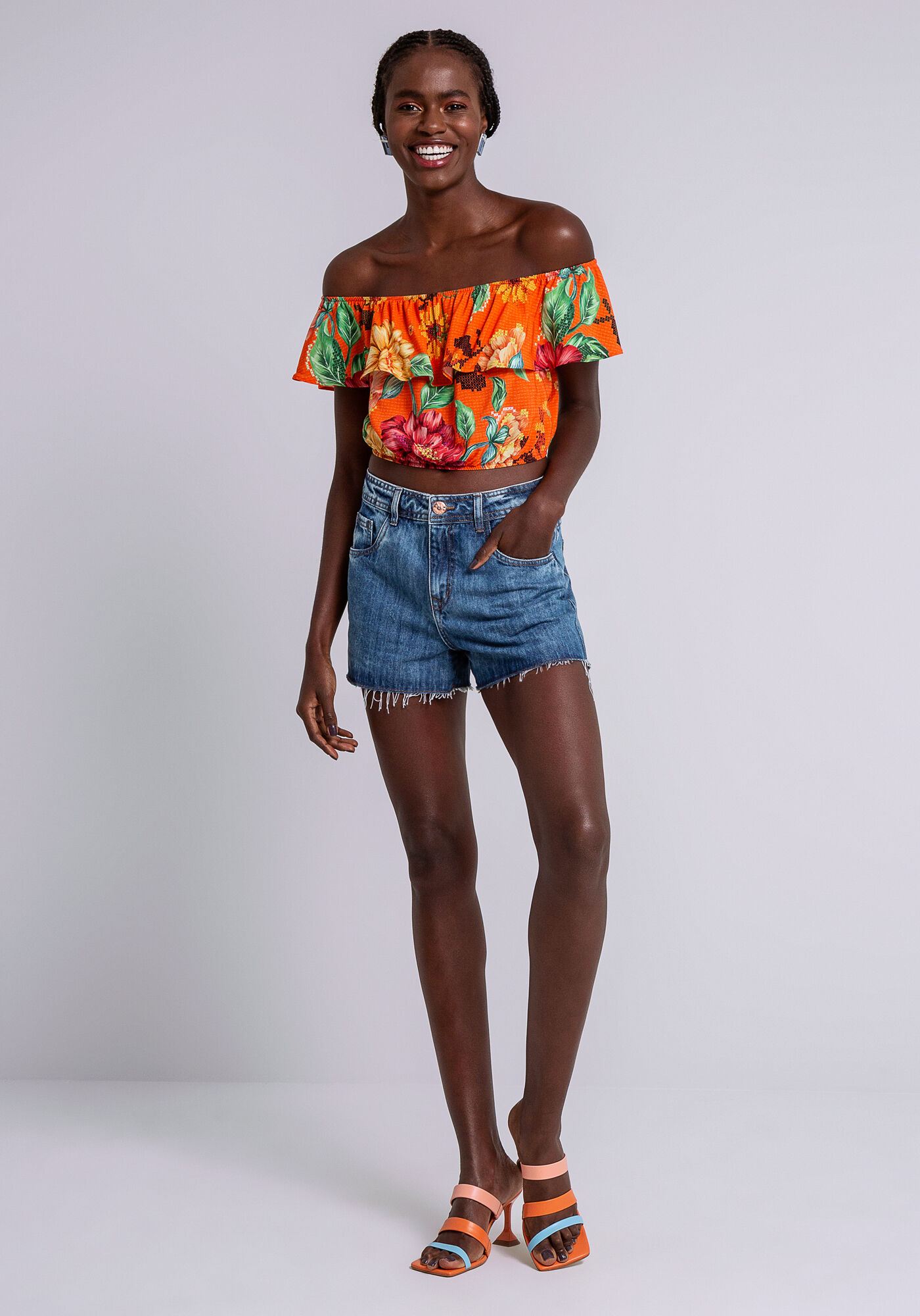 Shorts Jeans Rio Cintura M&eacute;dia, , large.