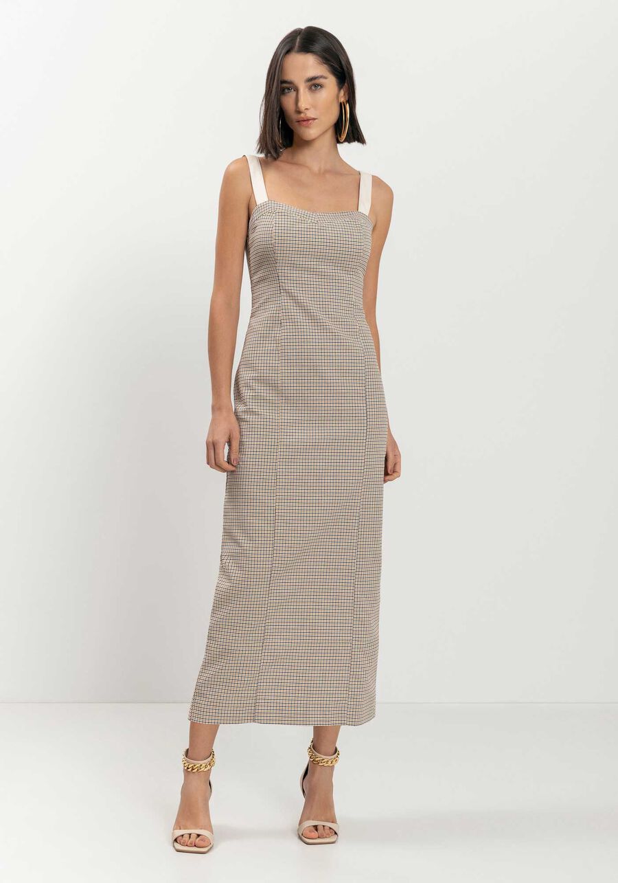Vestido Chá Com Fenda Posterior E Alças Em PU, . Vestido Chá Com Fenda Posterior E Alças Em PU, , large.