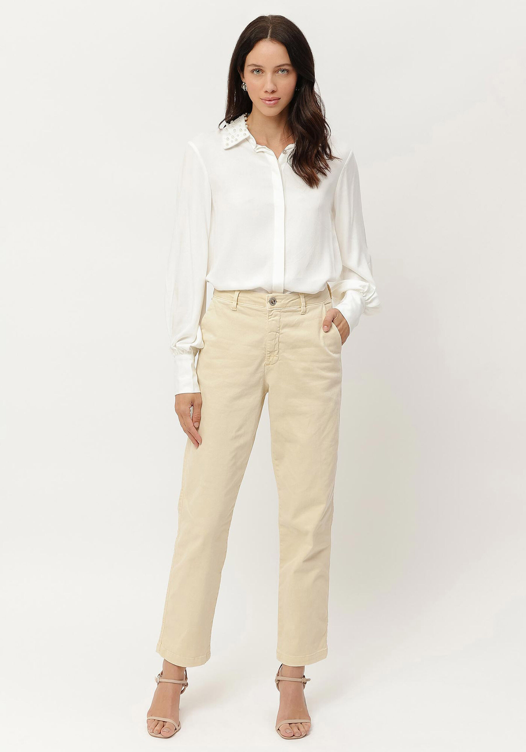 Camisa Manga Longa Bufante com Pérolas Gola, . Camisa Manga Longa Bufante com Pérolas Gola, , large.