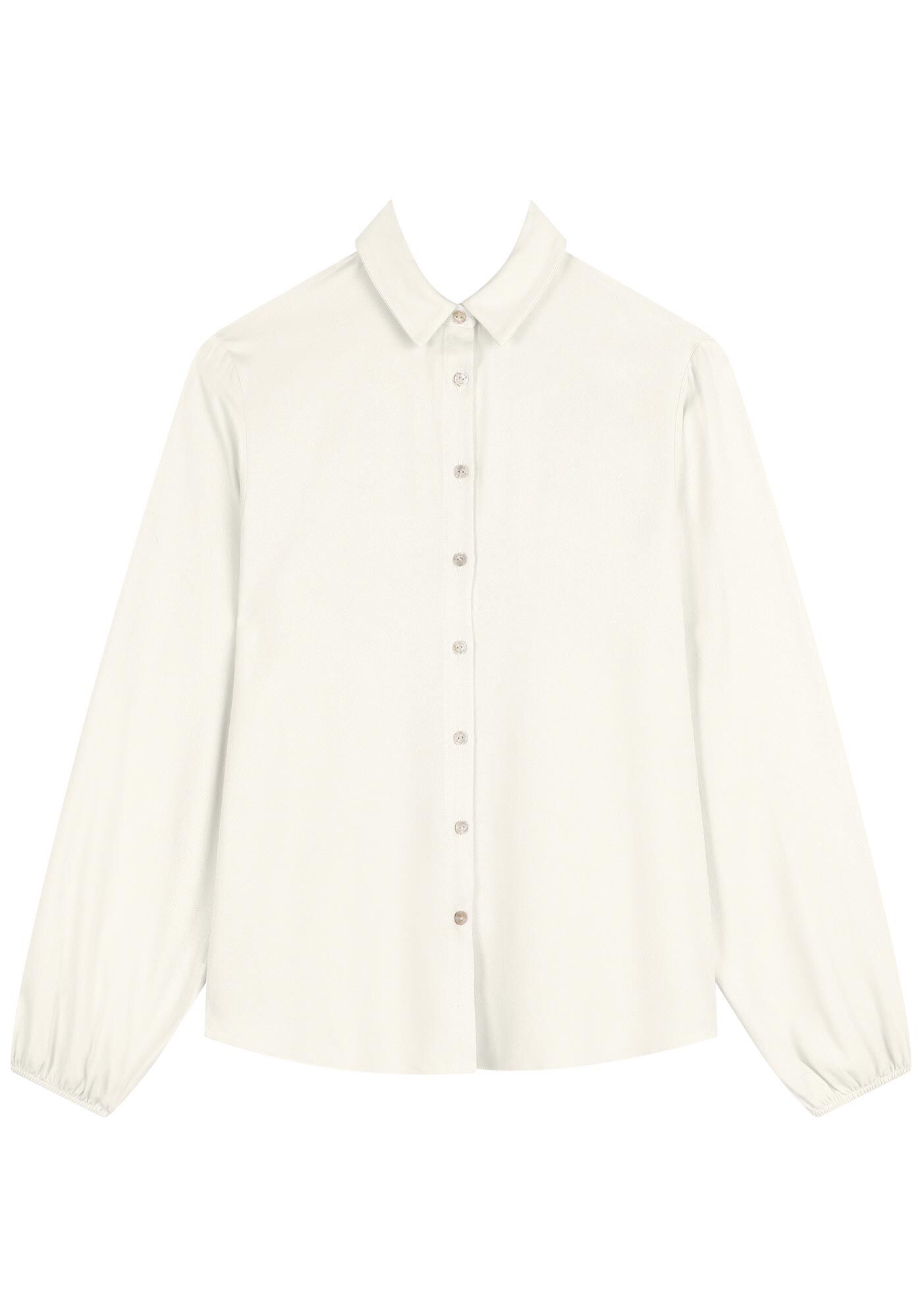 Camisa De Mangas Longas Com Punhos El&aacute;sticos Em Crepe, , large.