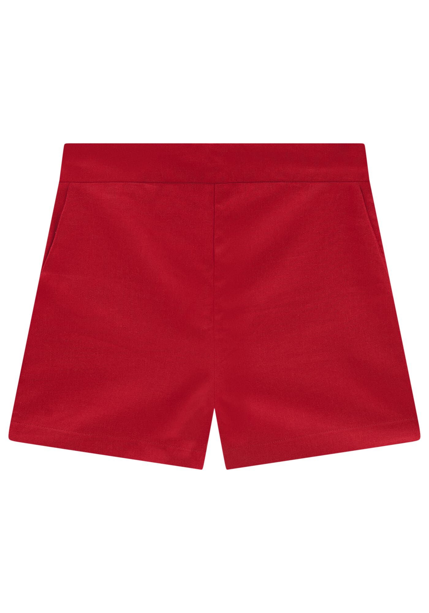 Shorts Cintura Alta em Linho Minimal, , large.