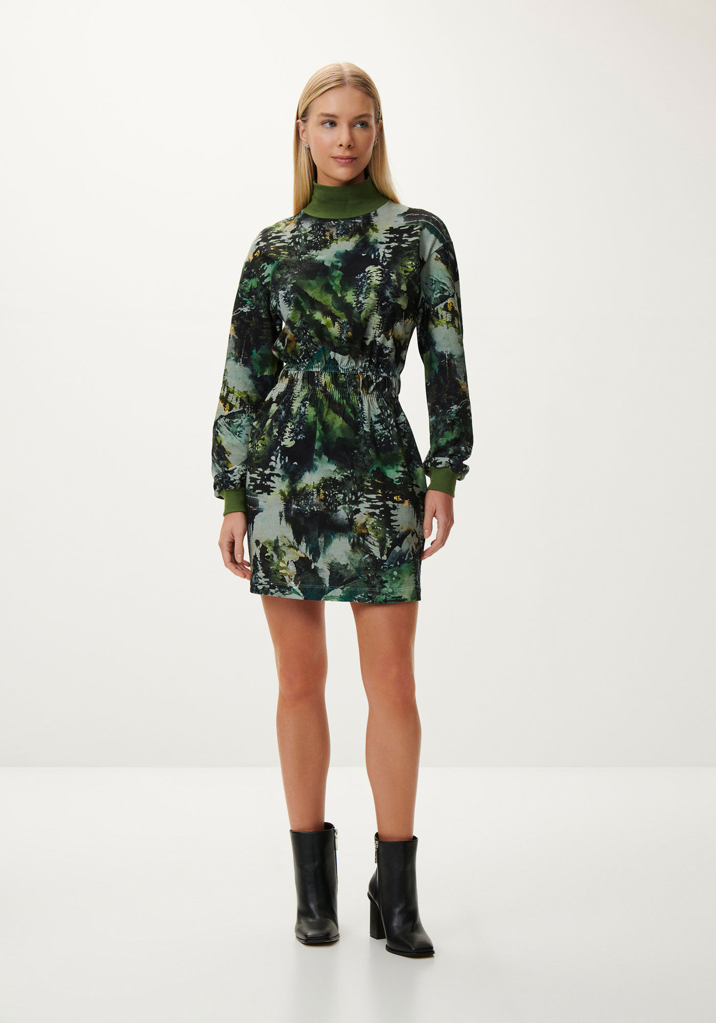 Vestido Manga Longa em Moletom Estampado com Bolso, , large.