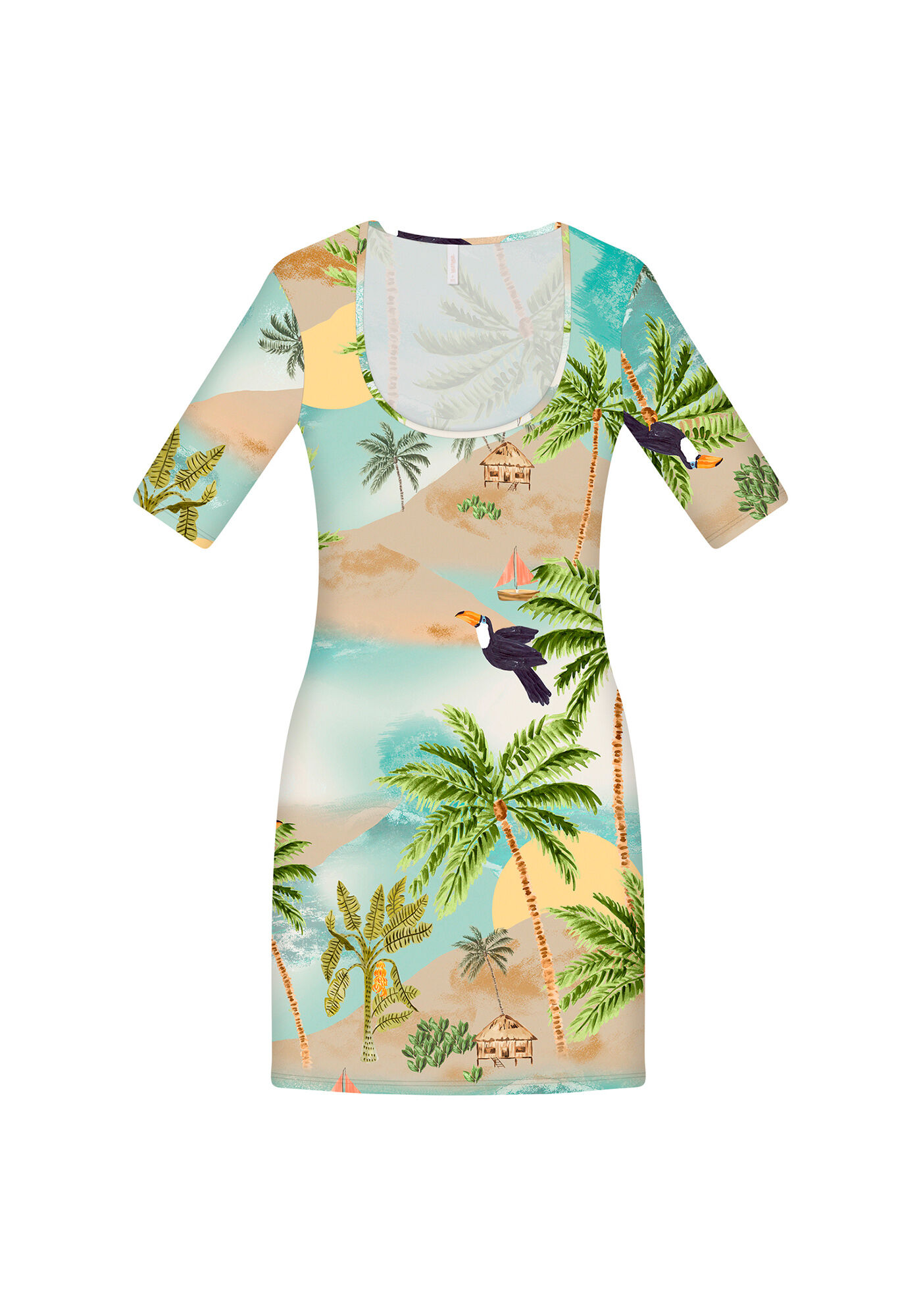 Vestido Curto Justo Estampa, , large.