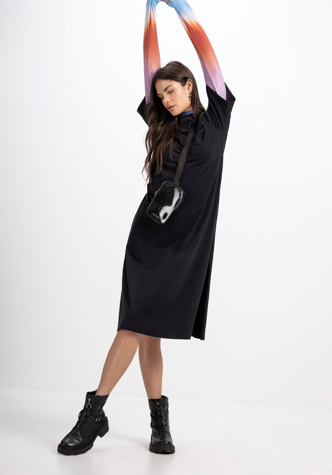 Vestido Midi T shirt com Blusa Manga Longa Lez a Lez