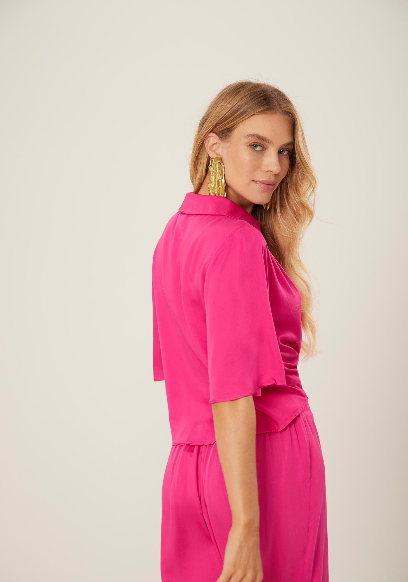 Camisa Manga Curta com Amarra&ccedil;&atilde;o, , large.