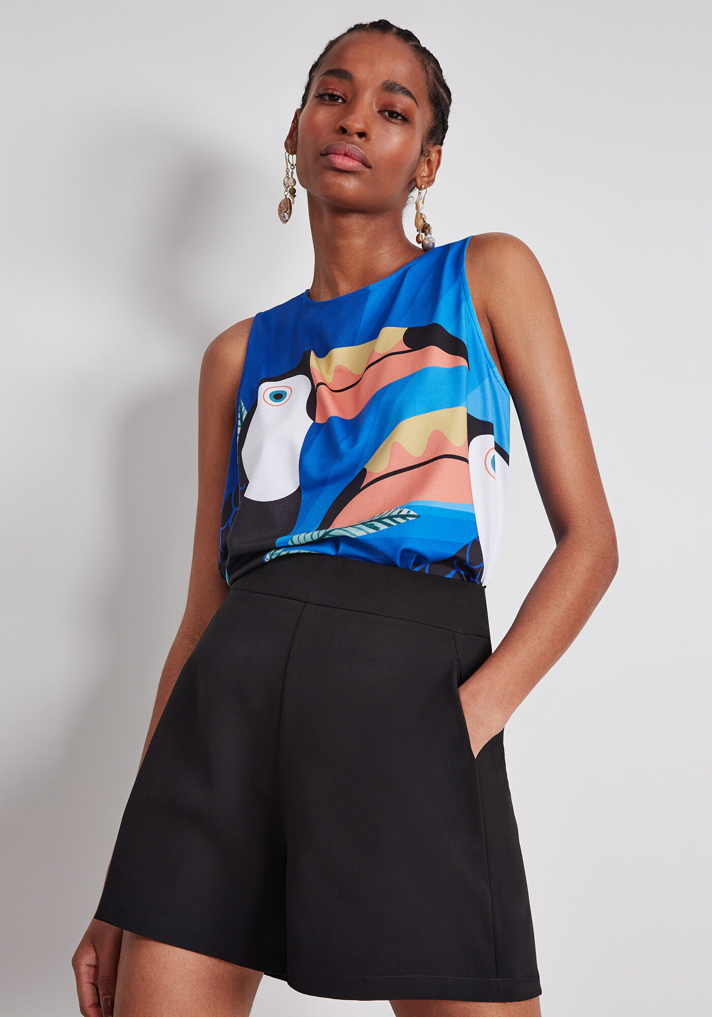 Blusa sem Mangas Estampa, , large.