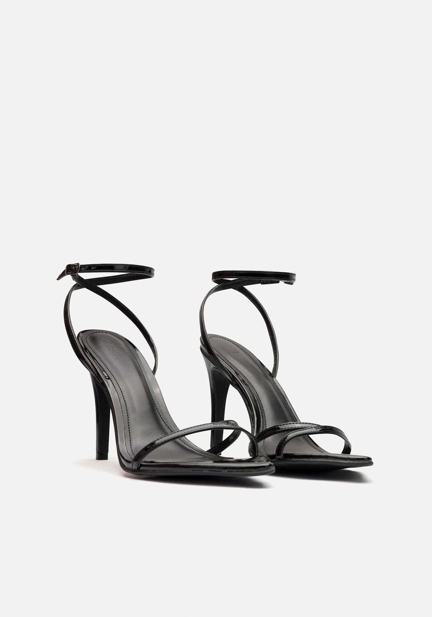 Sand&aacute;lia De Tiras Com Salto Alto Fino, PRETO, large.