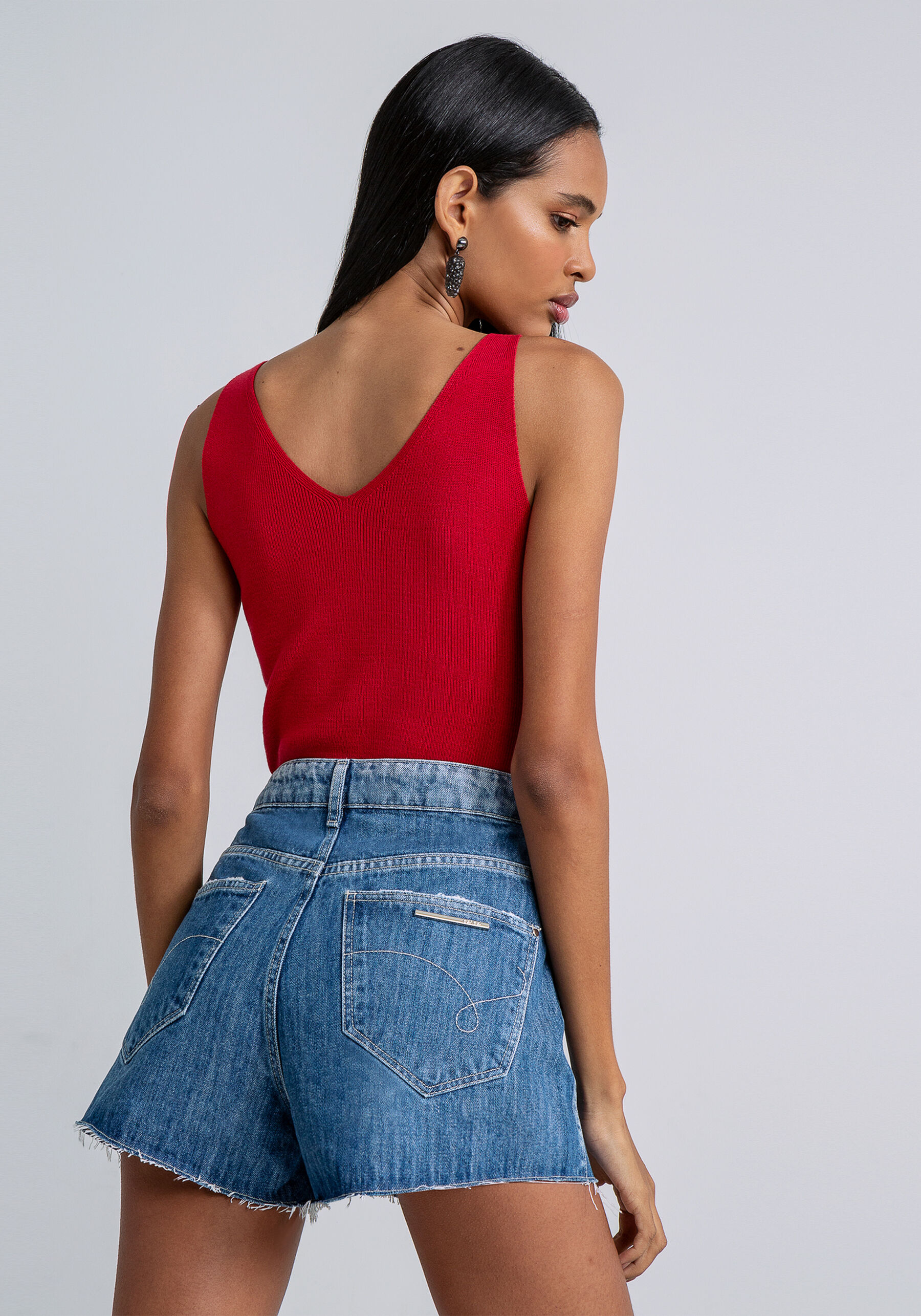 Regata Decote V Tricô, . Regata Decote V Tricô, , large.