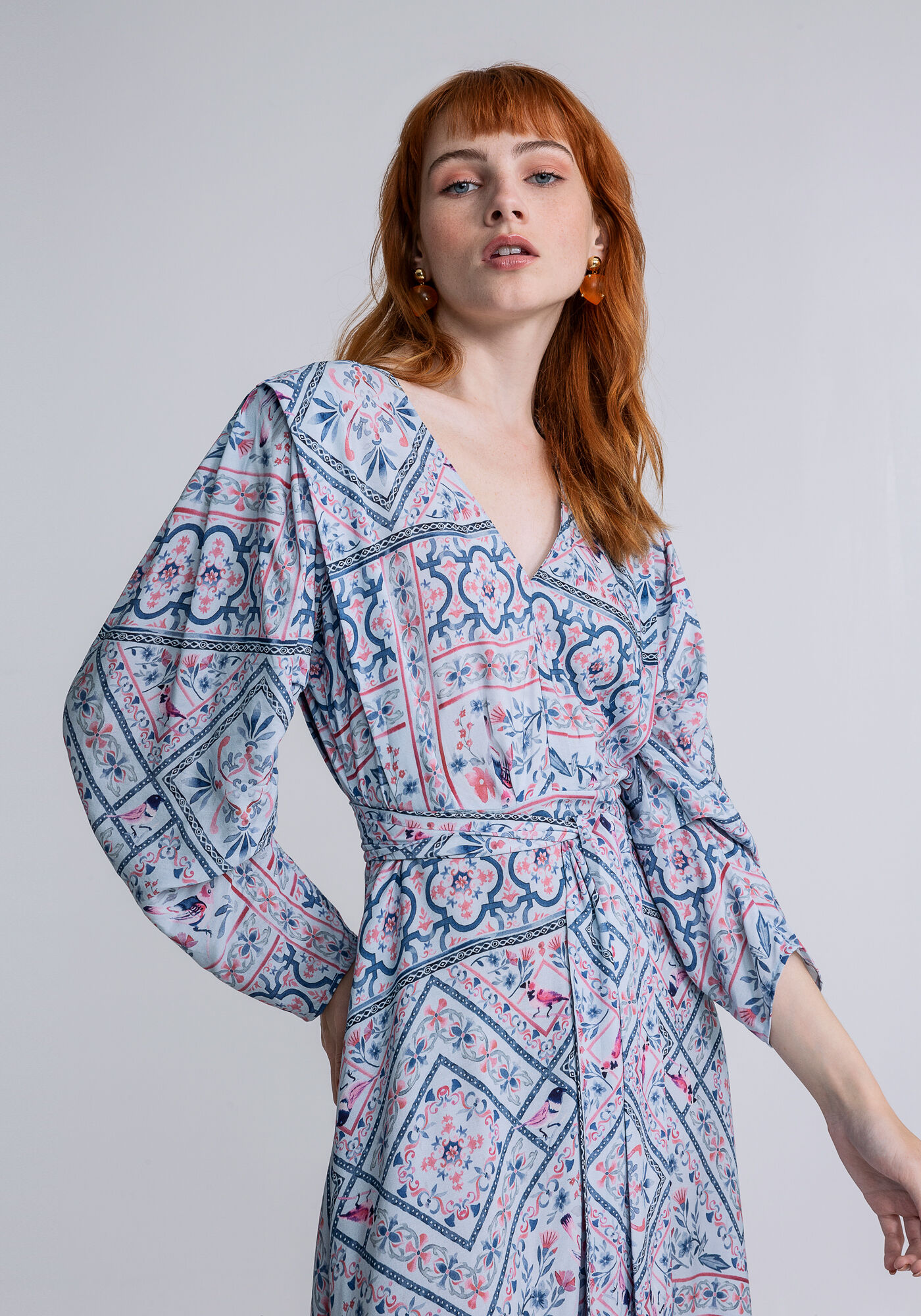 Vestido Midi Estampado Manga 3/4, SERENA, large.