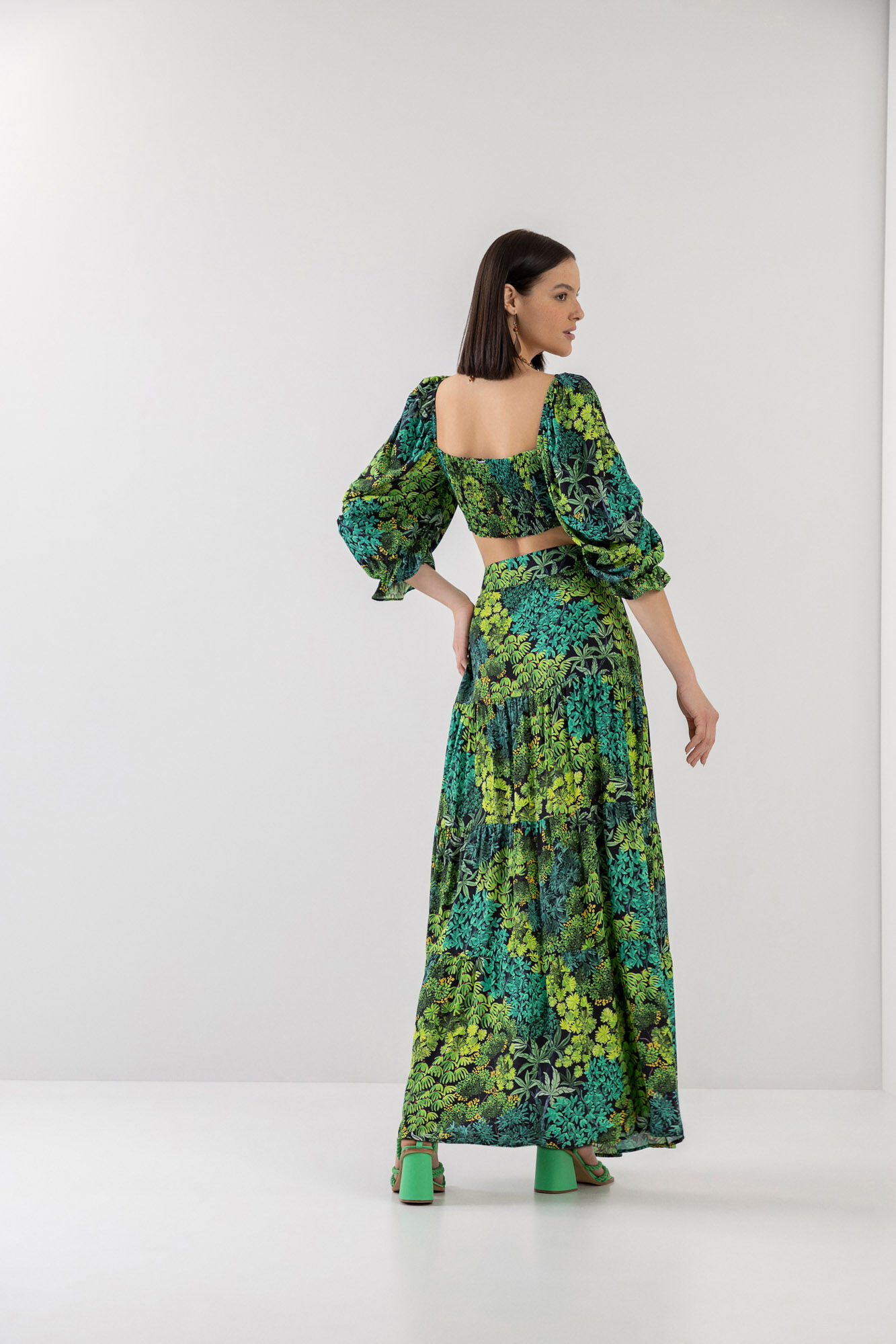 Saia longa hot sale estampada viscose