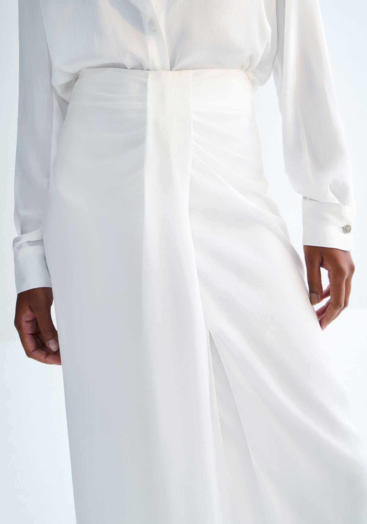 Saia Midi Franzida com Leve Acetinado, , large.