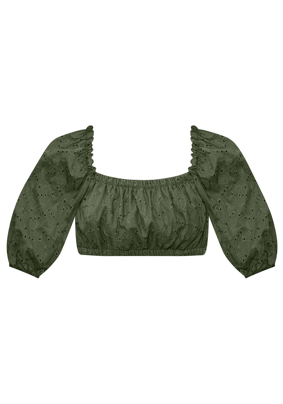 Blusa Tecido Laise Flores Cropped, , large.