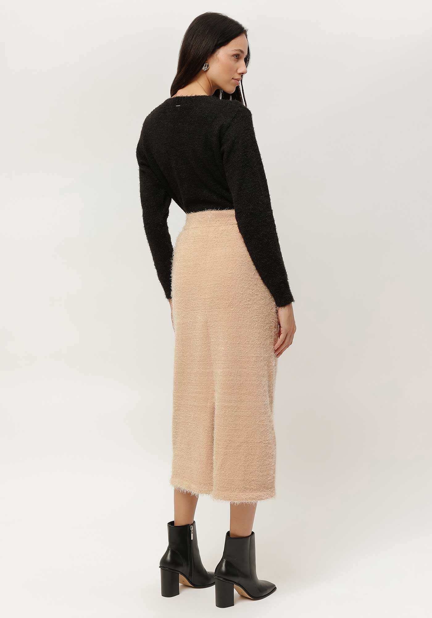 Saia Midi em Tric&ocirc; com Cintura Alta, , large.