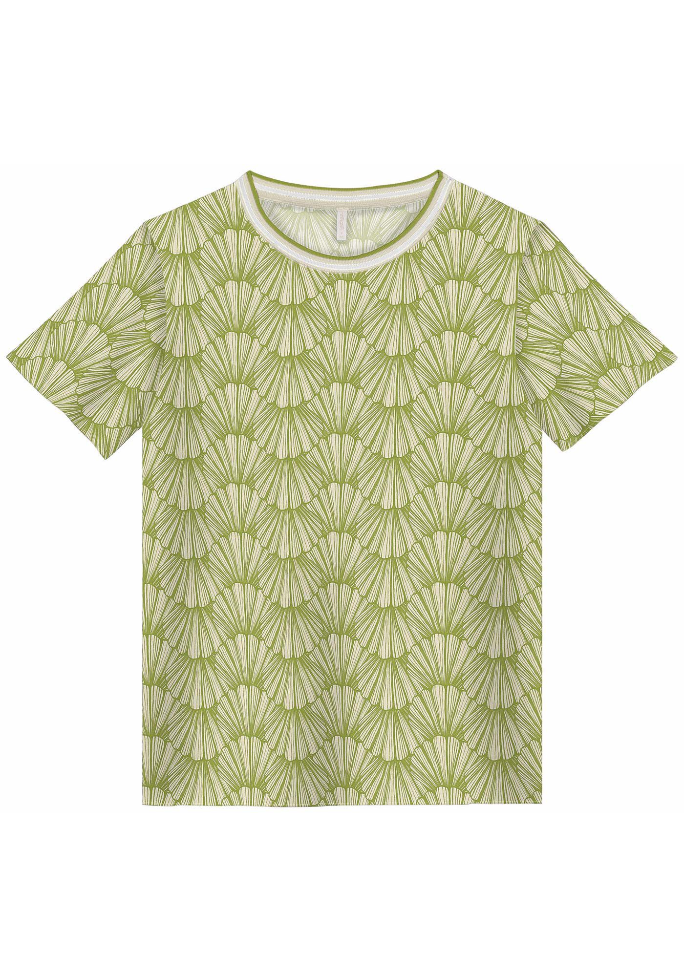 Blusa Manga Curta em Viscose com Retil&iacute;nea, , large.