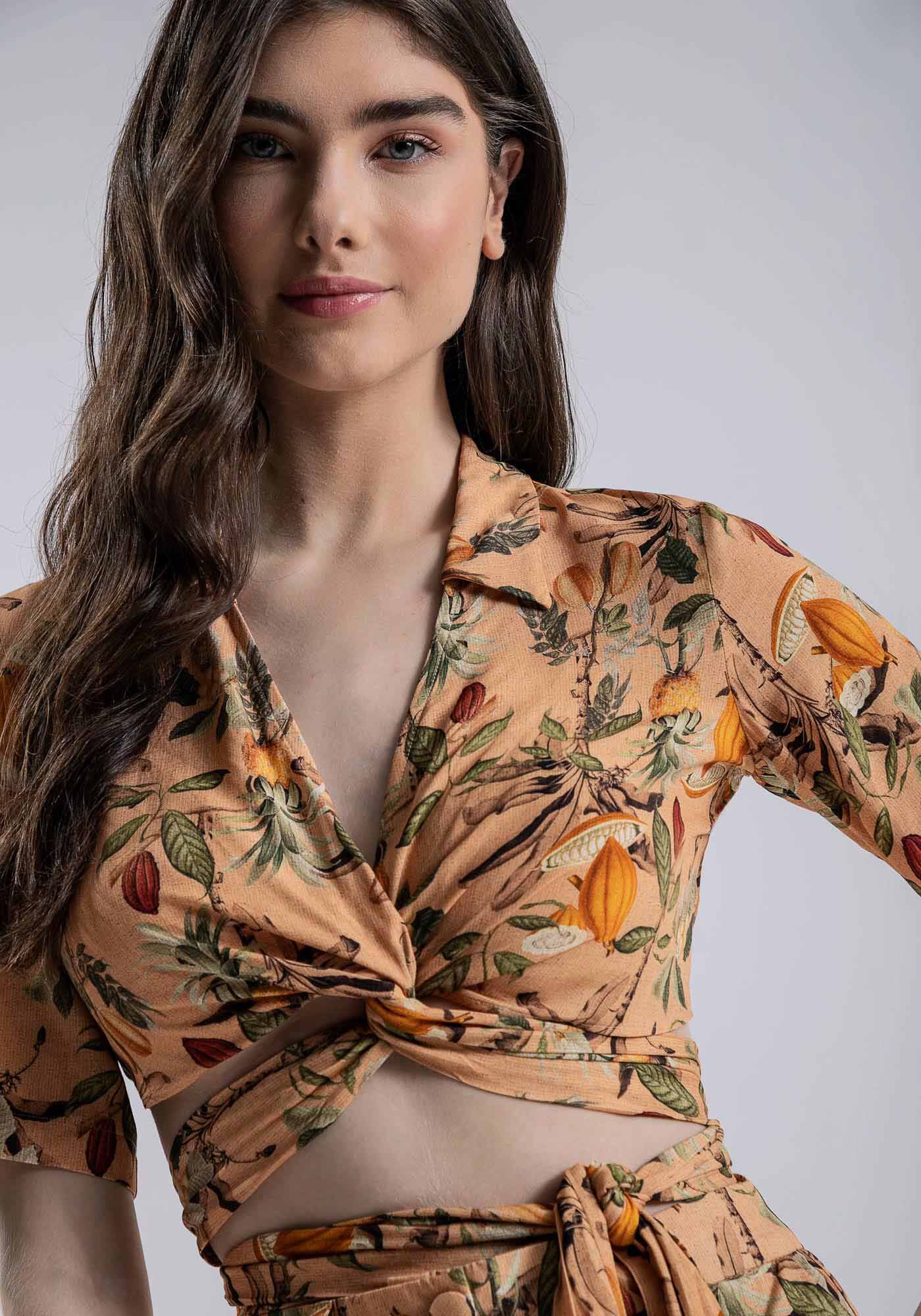 Blusa Cropped com Amarra&ccedil;&atilde;o M&aacute;xi, , large.