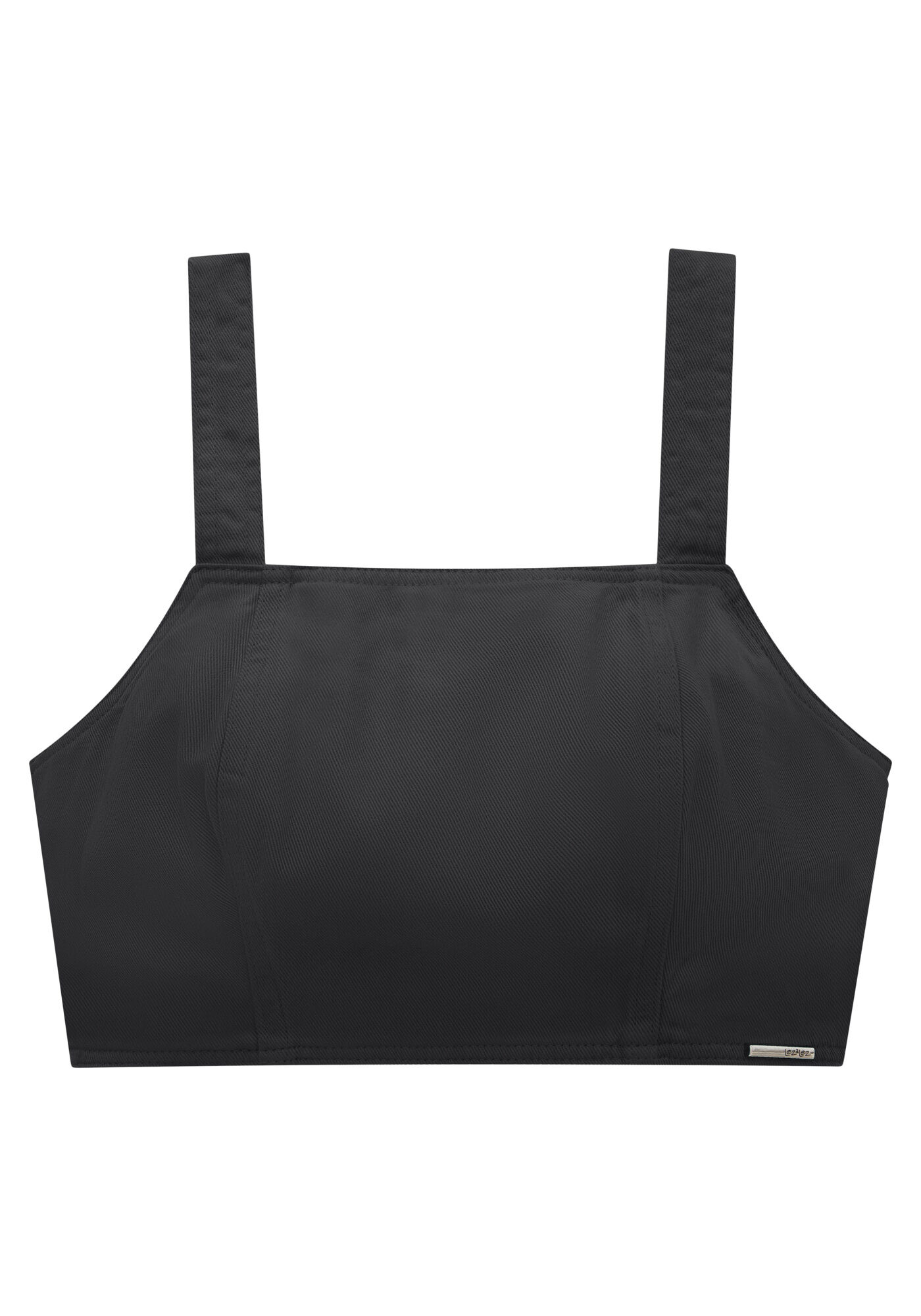 Blusa Sarja Cropped com Decote Reto, , large.