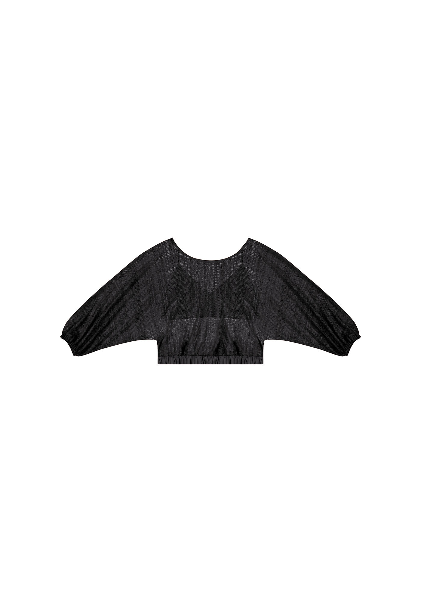 Blusa Manga 3/4 Bufante Renda, PRETO, large.